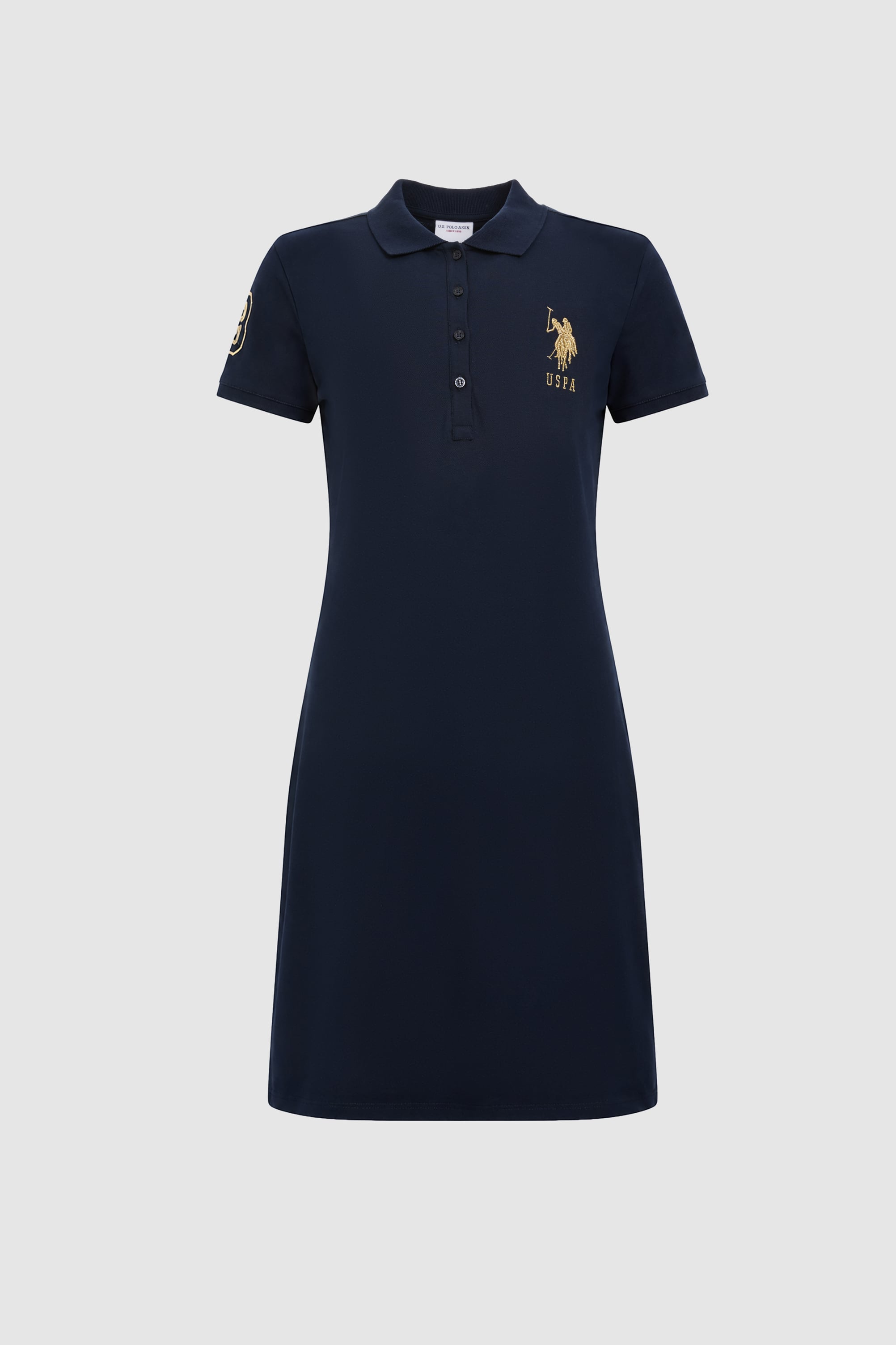 Kadın Lacivert Polo Yaka Örme Elbise - 50321787024