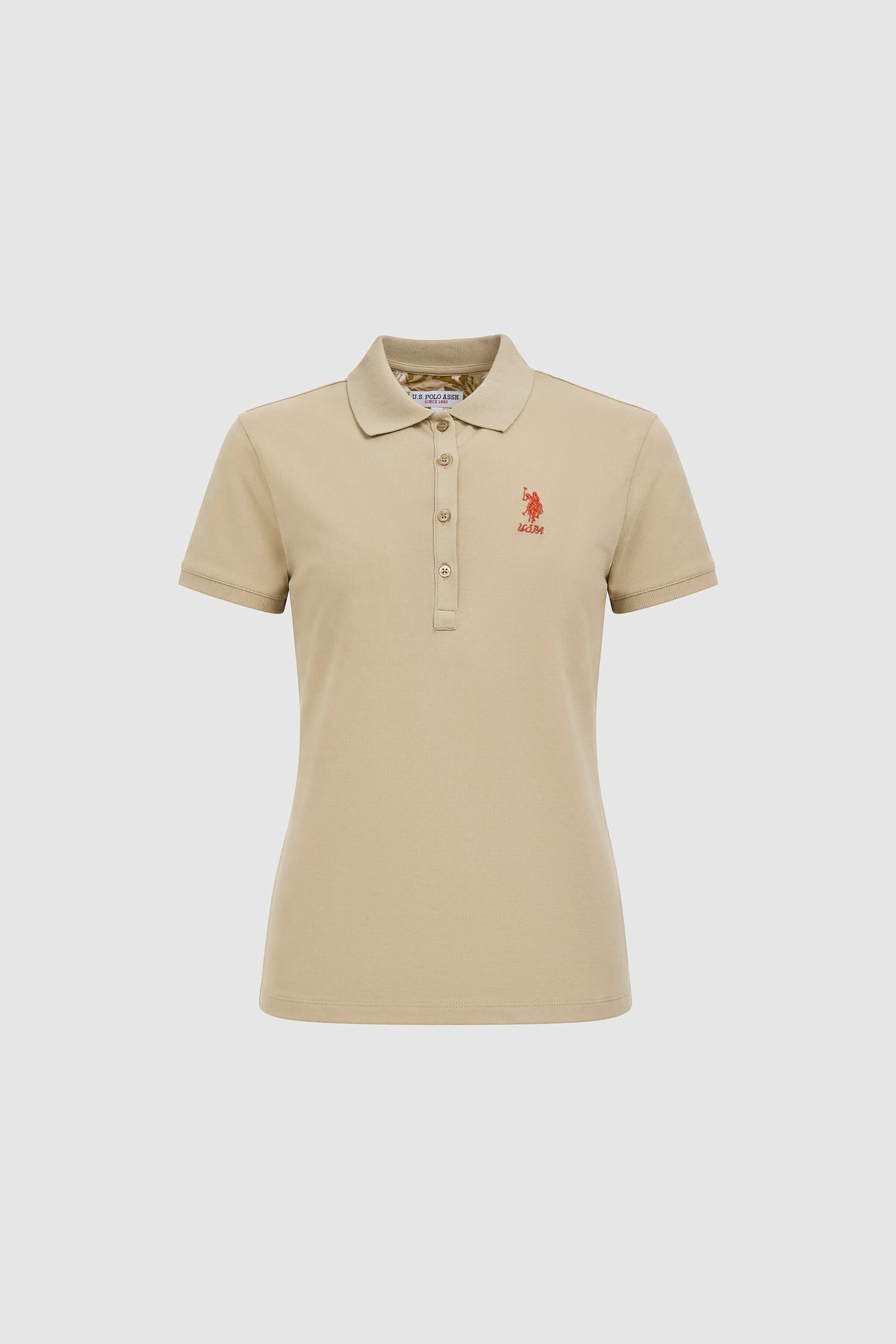 Kadın Açık Haki Polo Yaka Basic Tişört - 50321798165