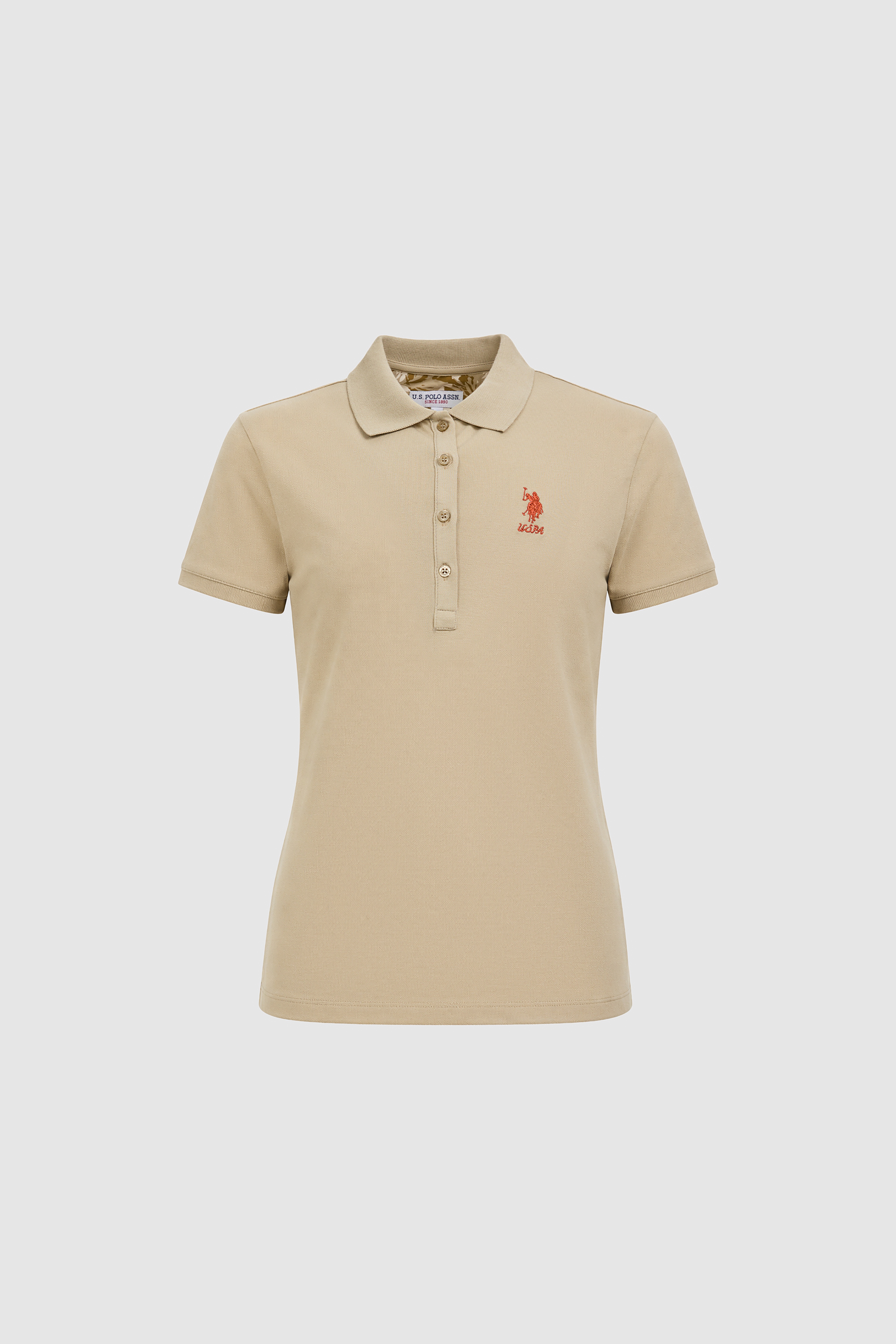 Kadın Açık Haki Polo Yaka Basic Tişört - Image 7