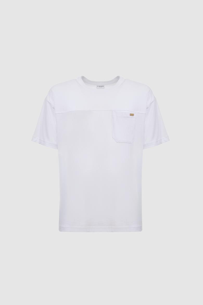 Erkek Beyaz Comfort Fit Bisiklet Yaka Tişört - 50326970008
