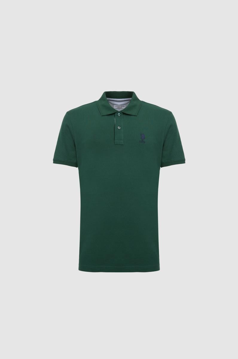 Erkek Koyu Yeşil Regular Fit Polo Yaka Basic Tişört
