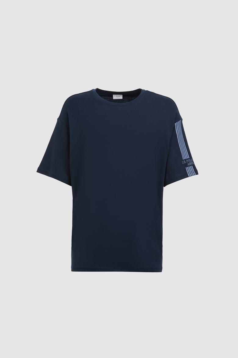 Erkek Lacivert Comfort Fit Bisiklet Yaka Tişört - 50327013007