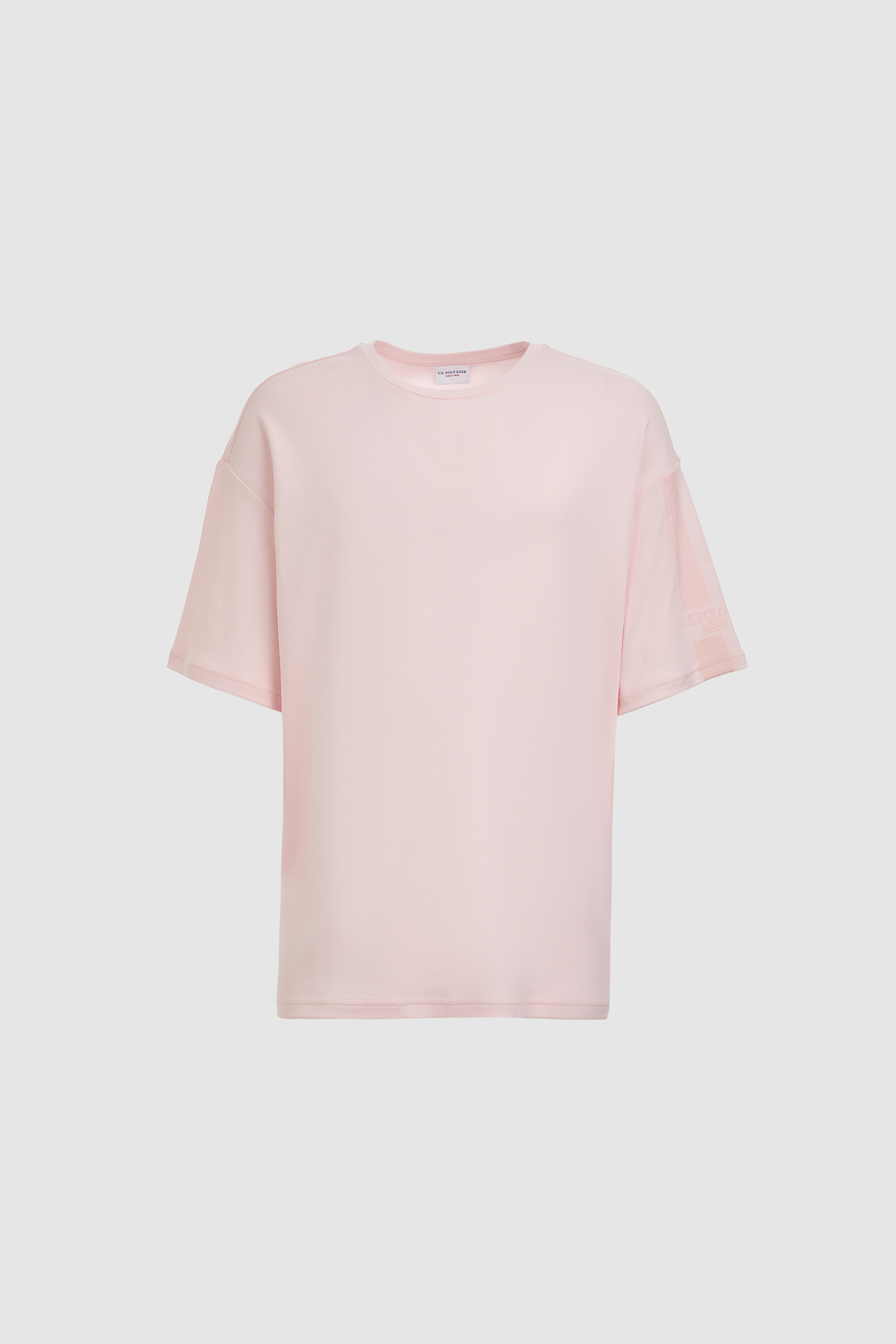 Erkek Açık Pembe Comfort Fit Bisiklet Yaka Tişört