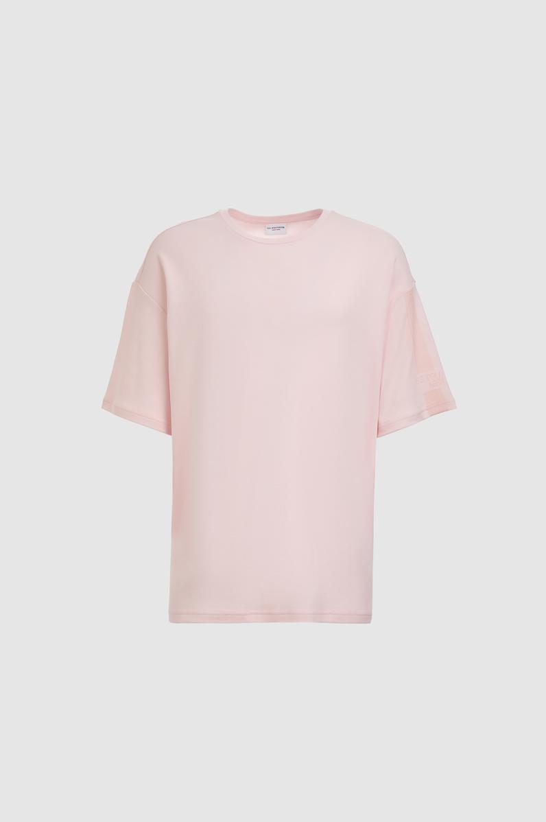 Erkek Açık Pembe Comfort Fit Bisiklet Yaka Tişört