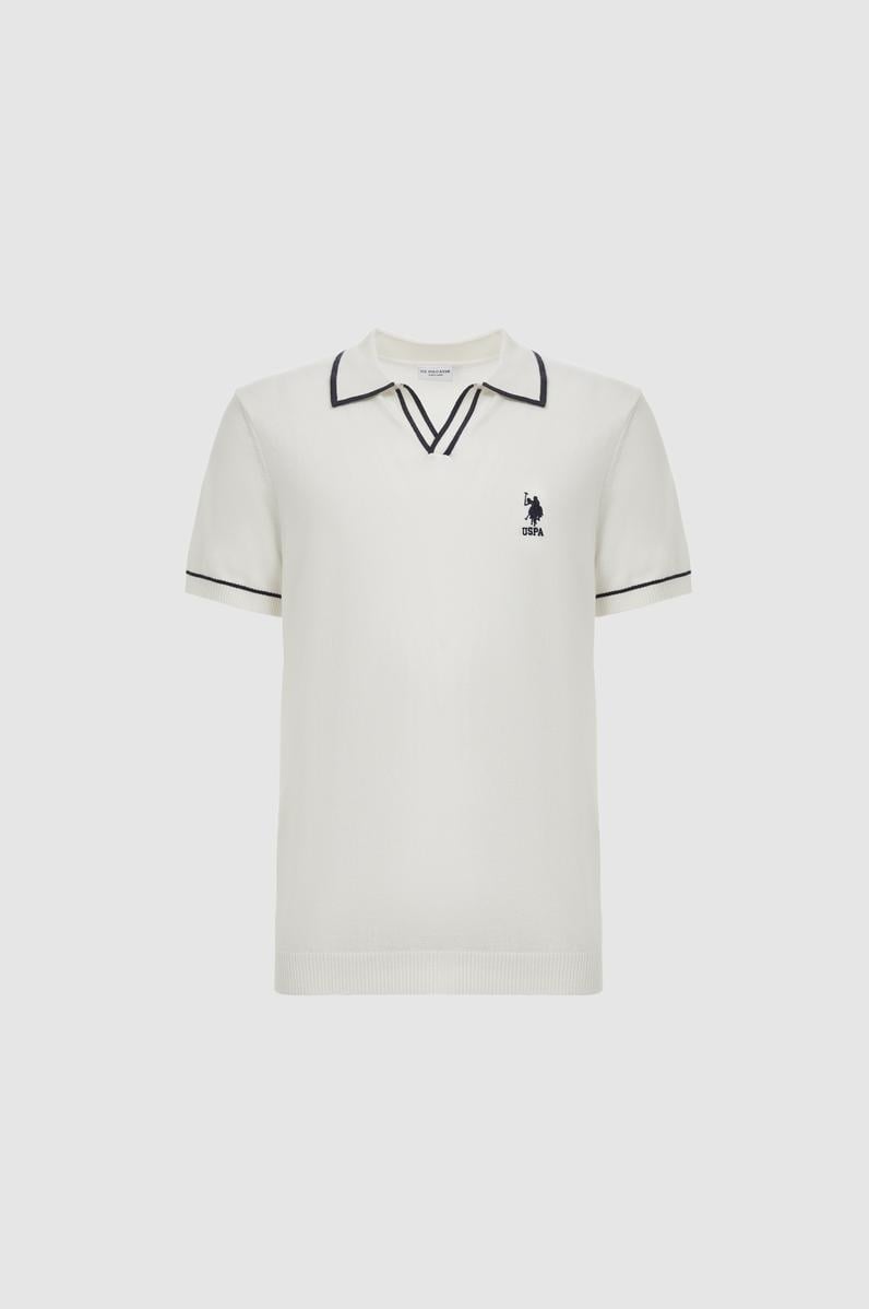 Erkek Krem Slim Fit Polo Yaka Triko Tişört