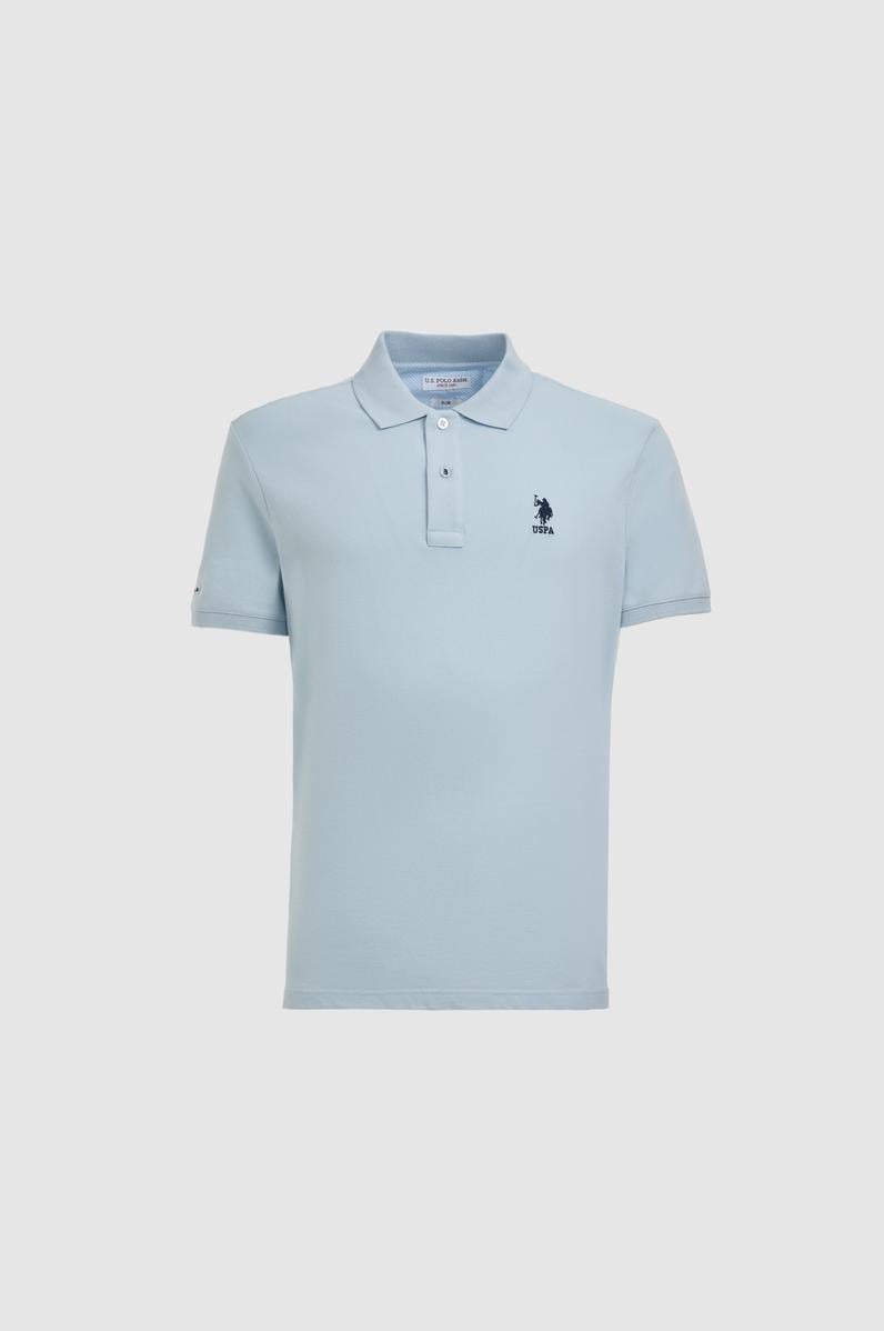 Erkek Açık Mavi Slim Fit Polo Yaka Basic Tişört