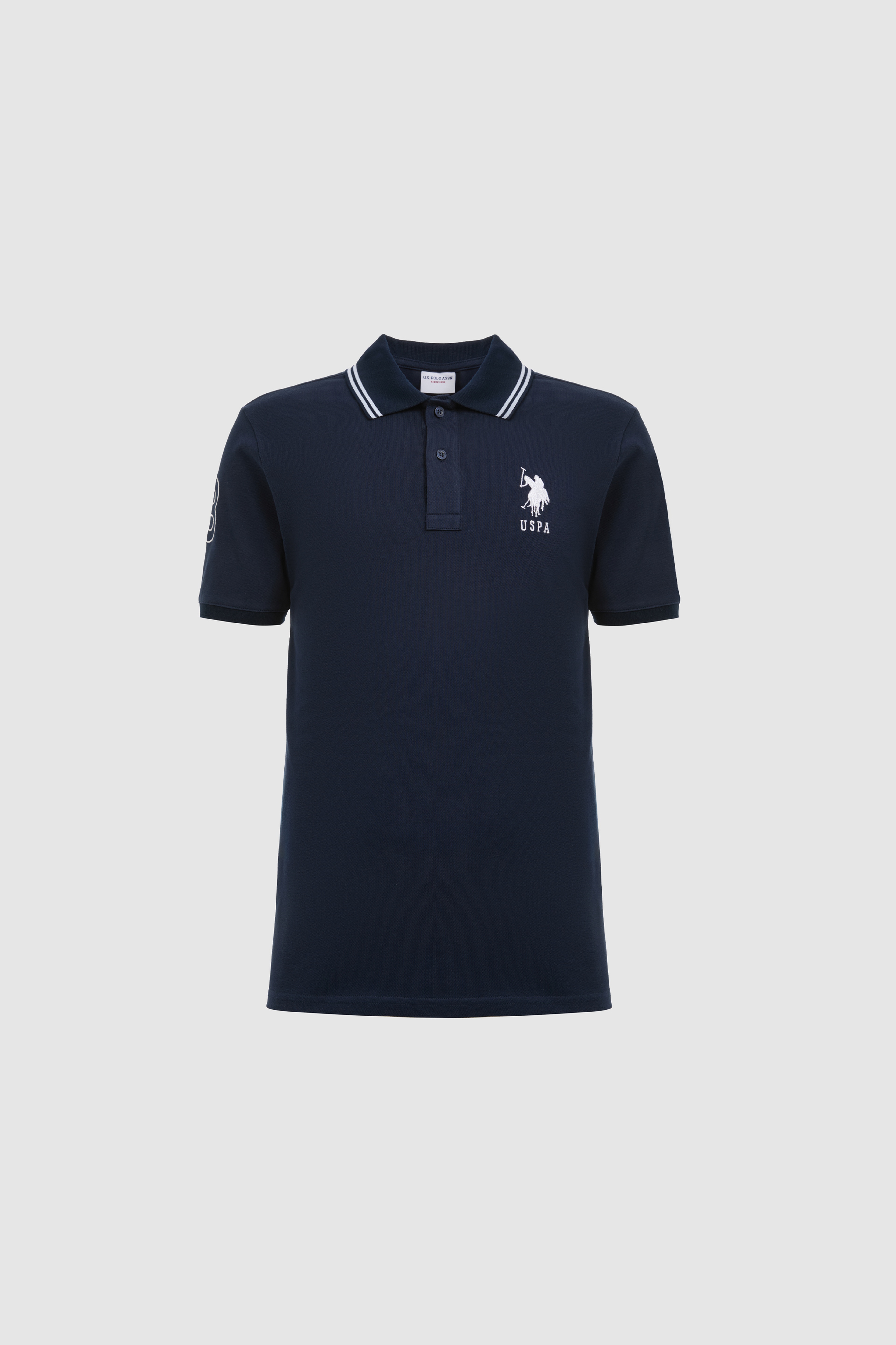 Erkek Lacivert Slim Fit Polo Yaka Basic Tişört