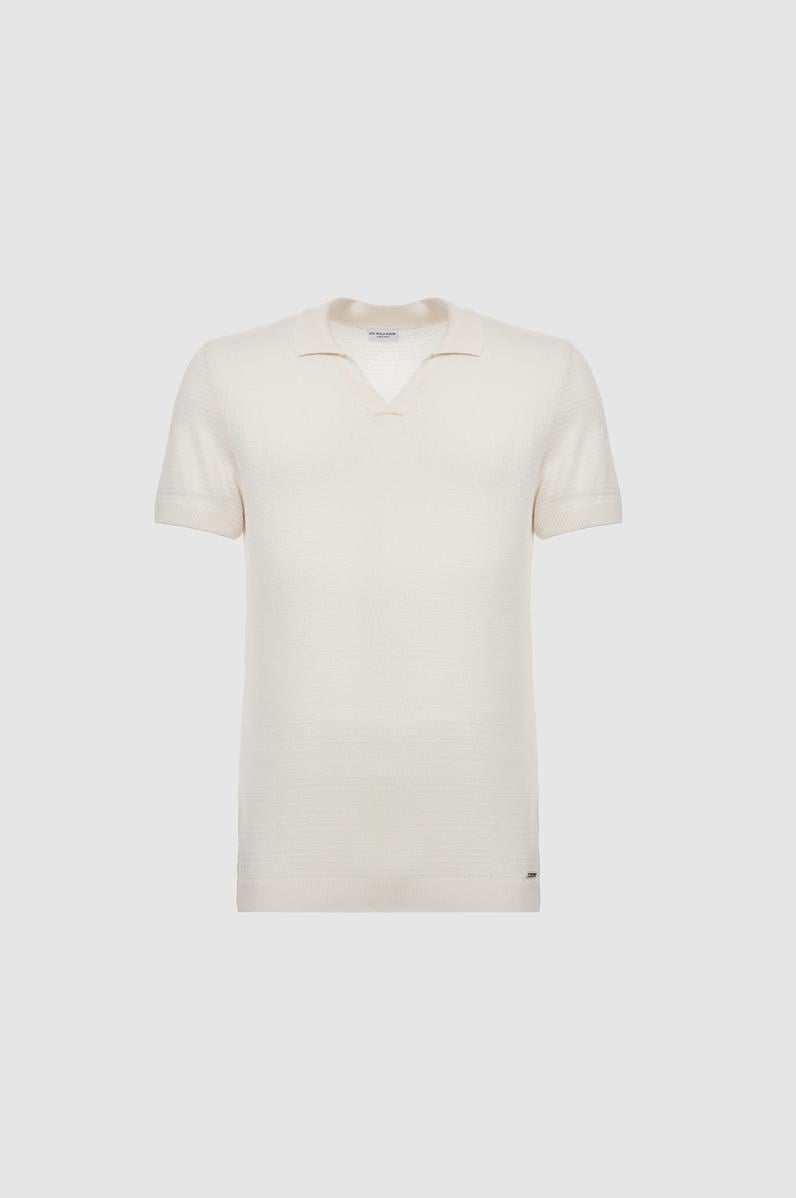 Erkek Krem Polo Yaka Triko Tişört