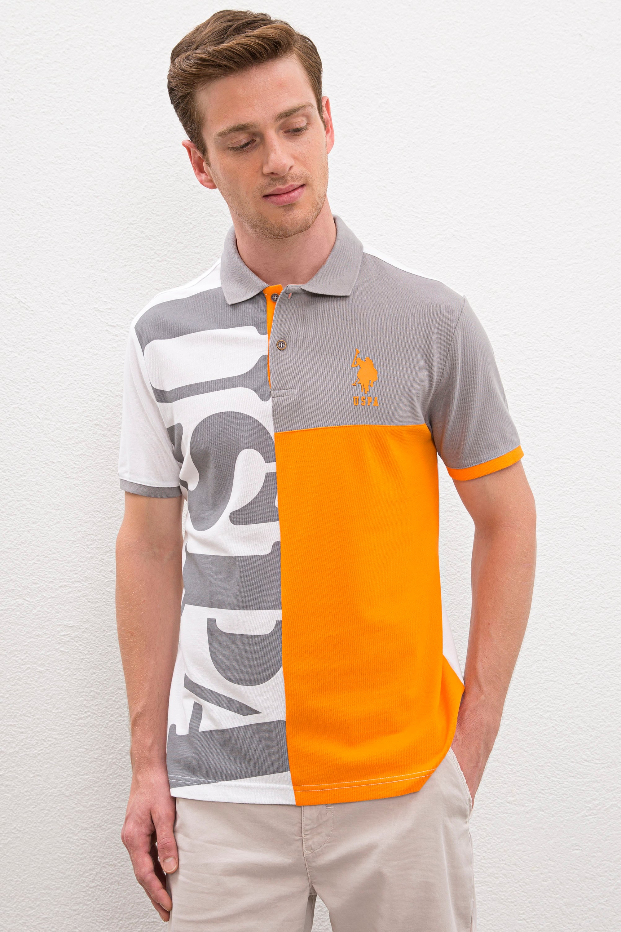 Erkek Gri Polo Yaka T-Shirt - Image 1