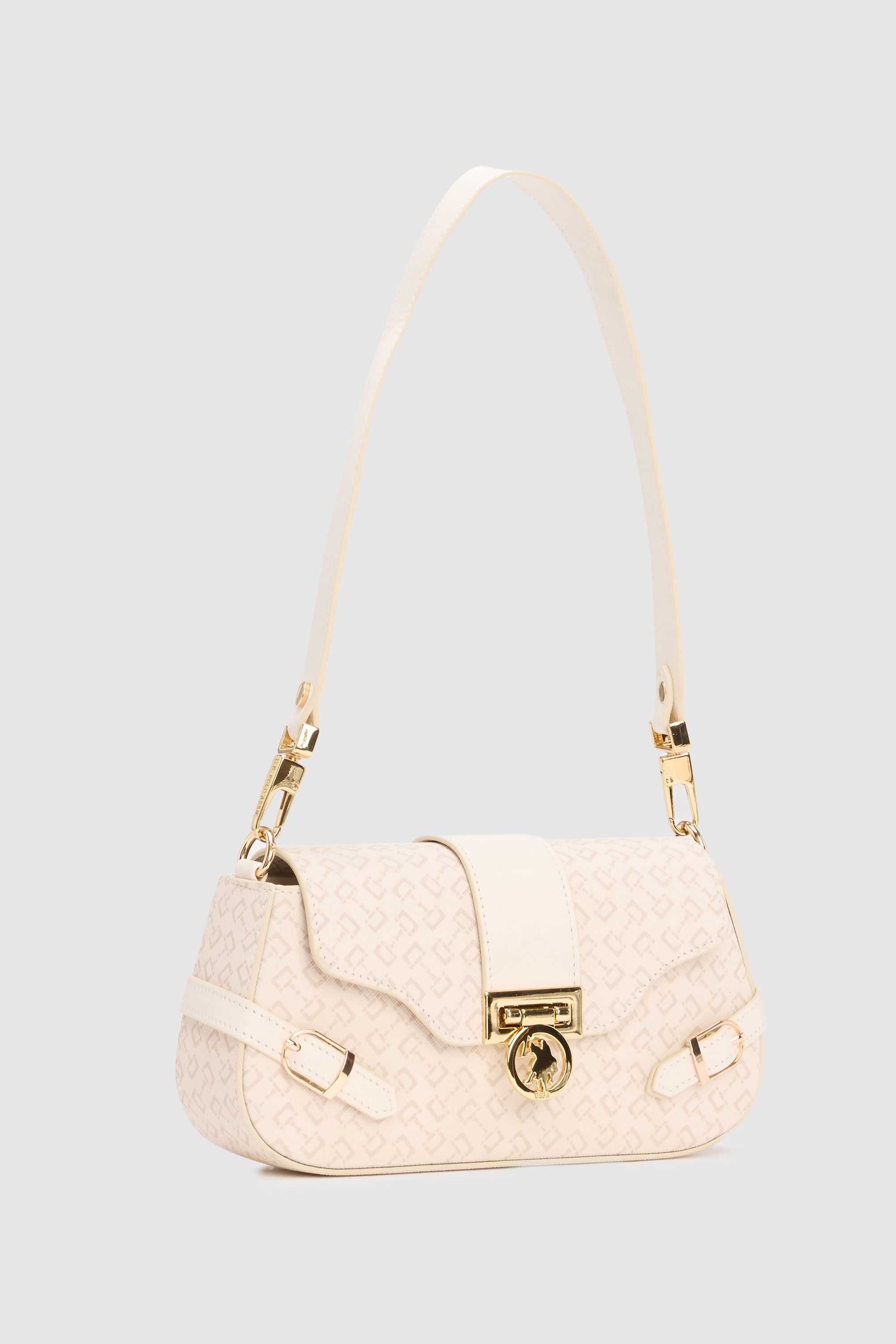 Kadın Ekru Monogram Desenli Çapraz Çanta - Image 6