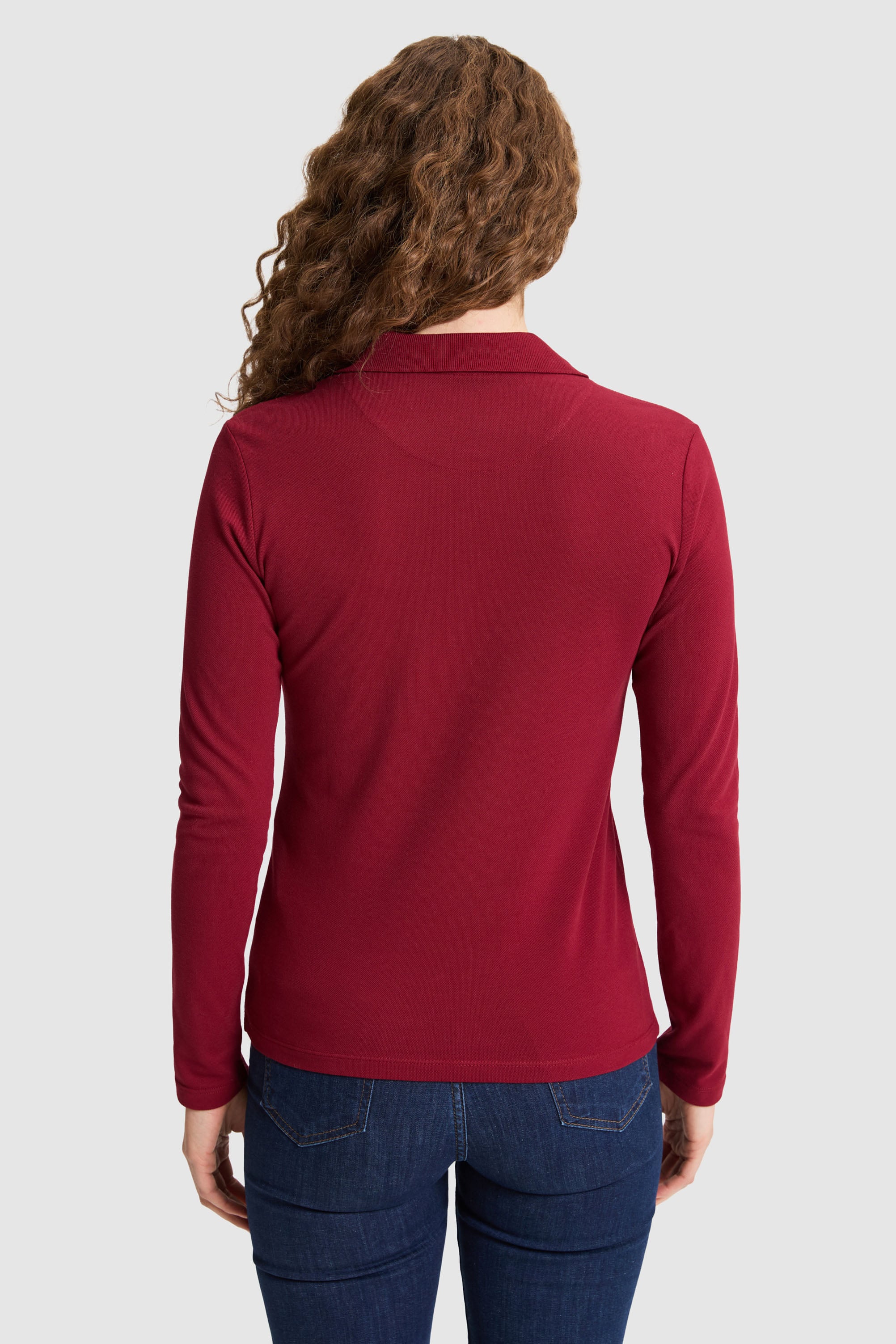 Kadın Bordo Polo Yaka Basic Sweatshirt