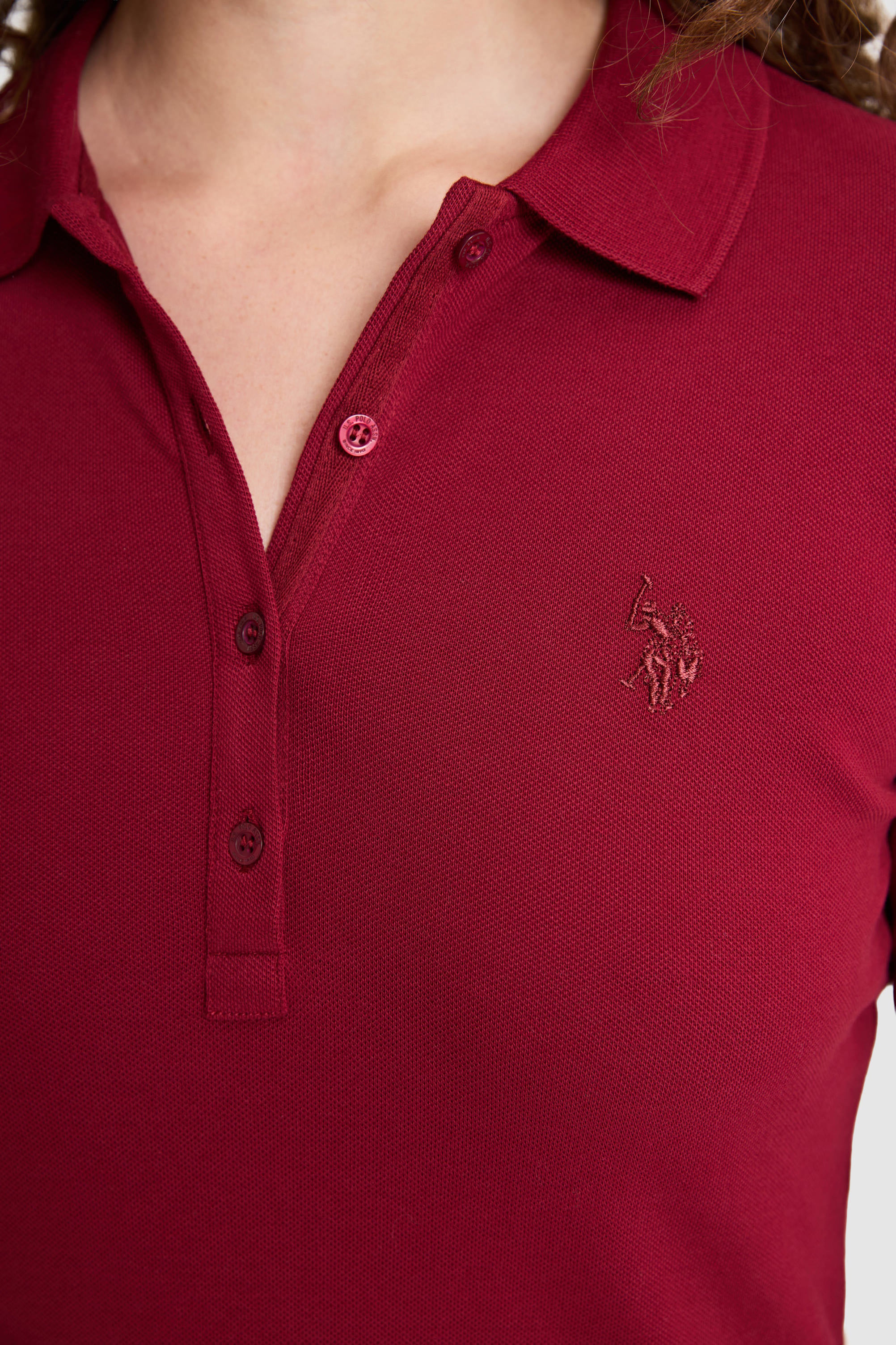 Kadın Bordo Polo Yaka Basic Sweatshirt - Image 6