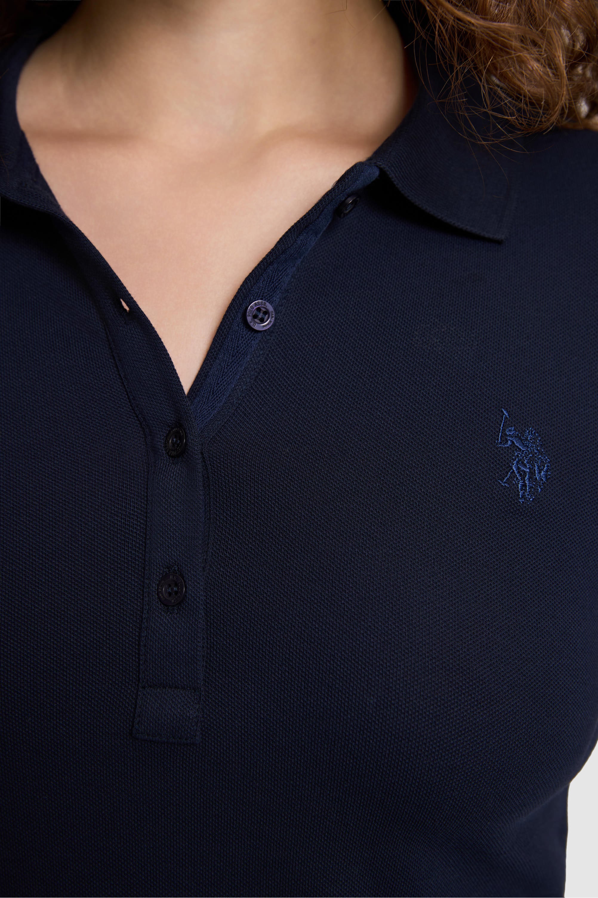 Kadın Lacivert Polo Yaka Basic Sweatshirt