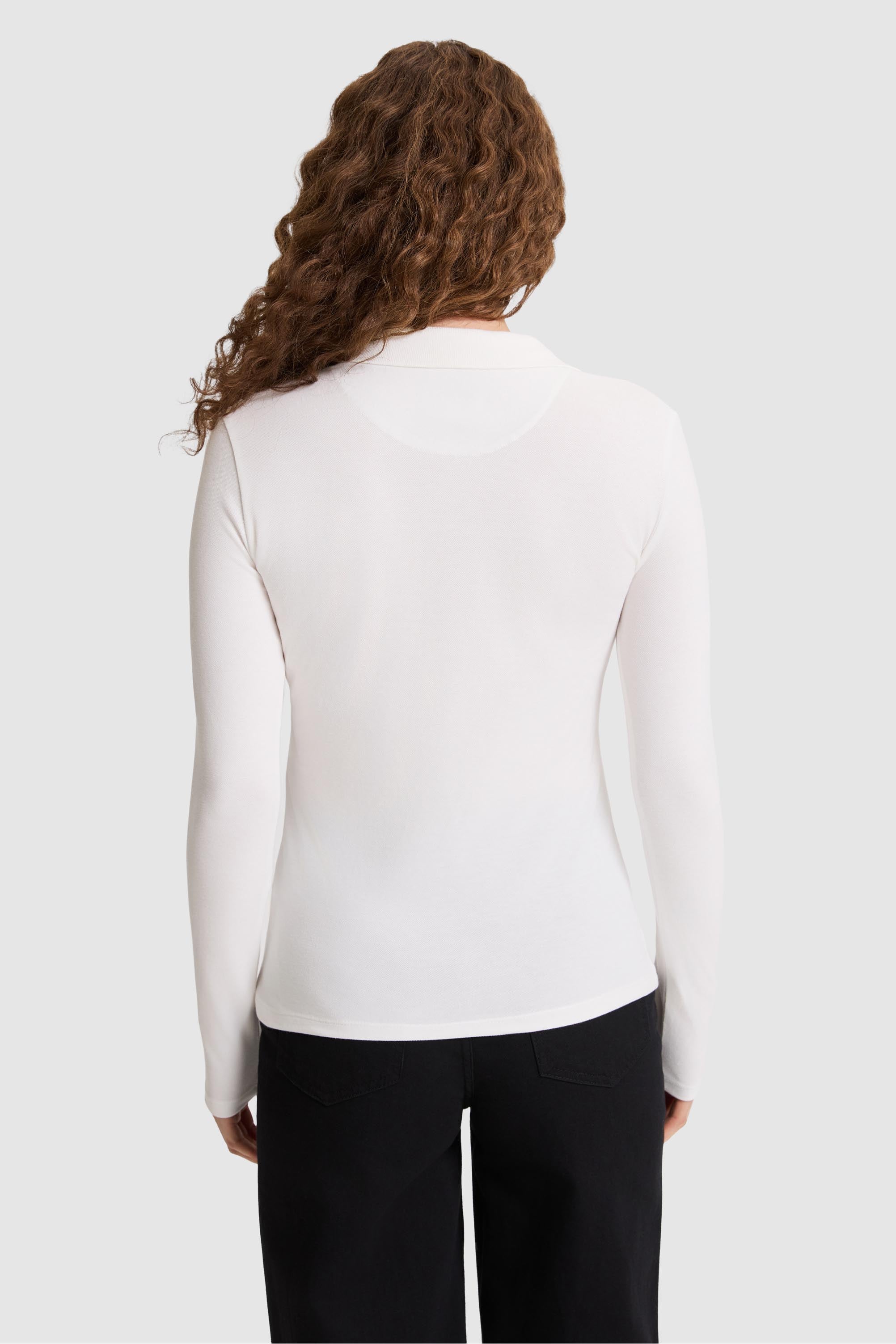 Kadın Fildişi Polo Yaka Basic Sweatshirt - Image 5