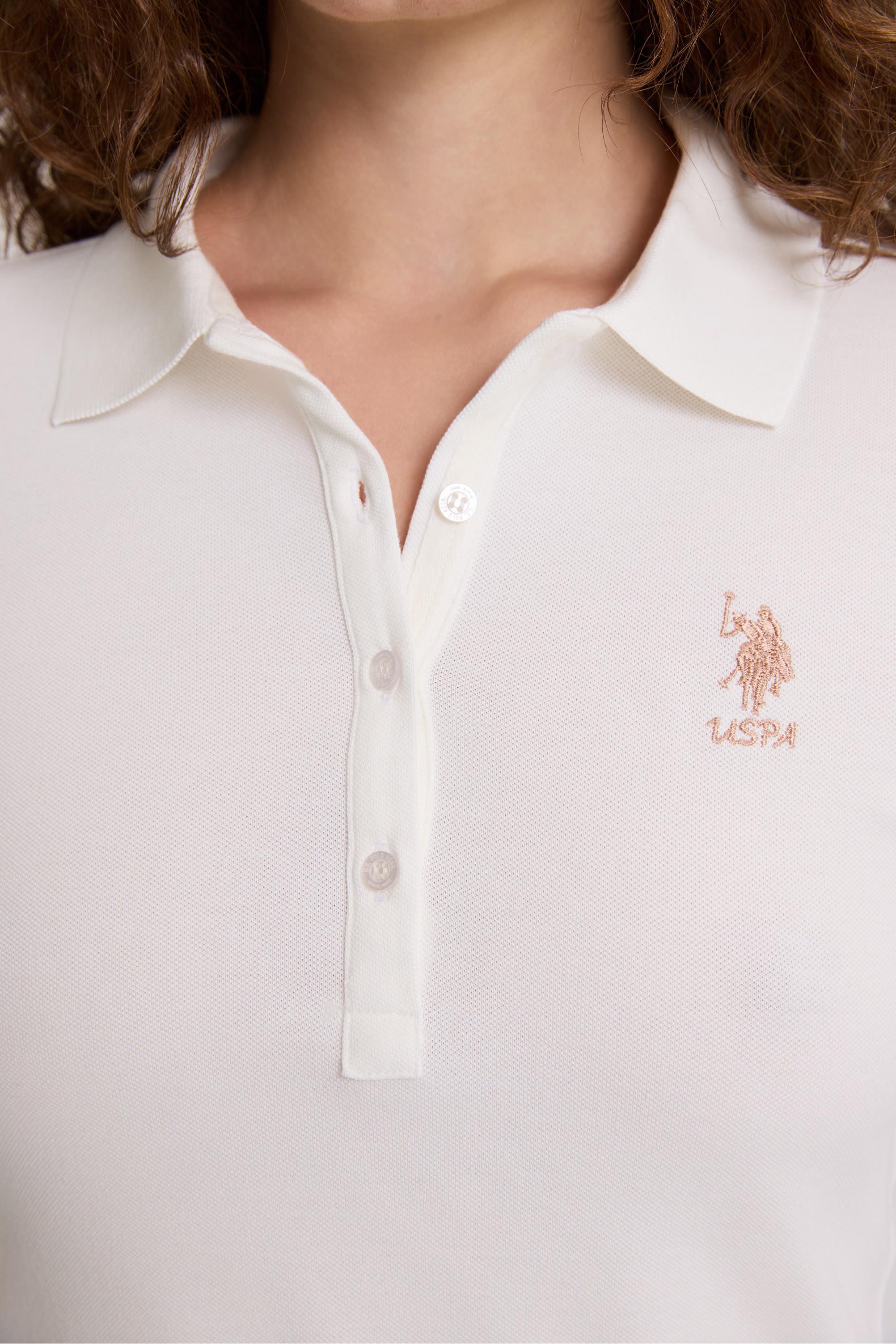 Kadın Fildişi Polo Yaka Basic Sweatshirt