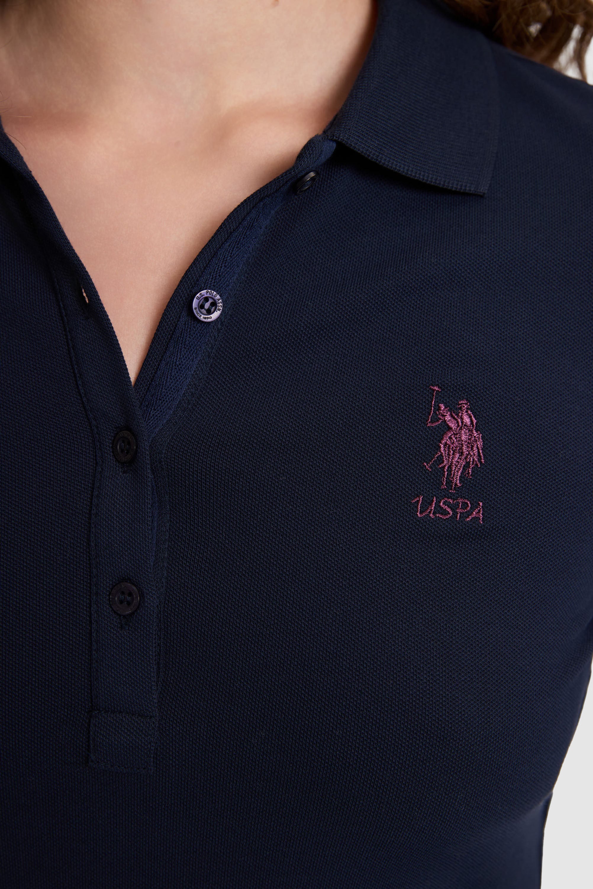 Kadın Lacivert Polo Yaka Basic Sweatshirt - Image 6