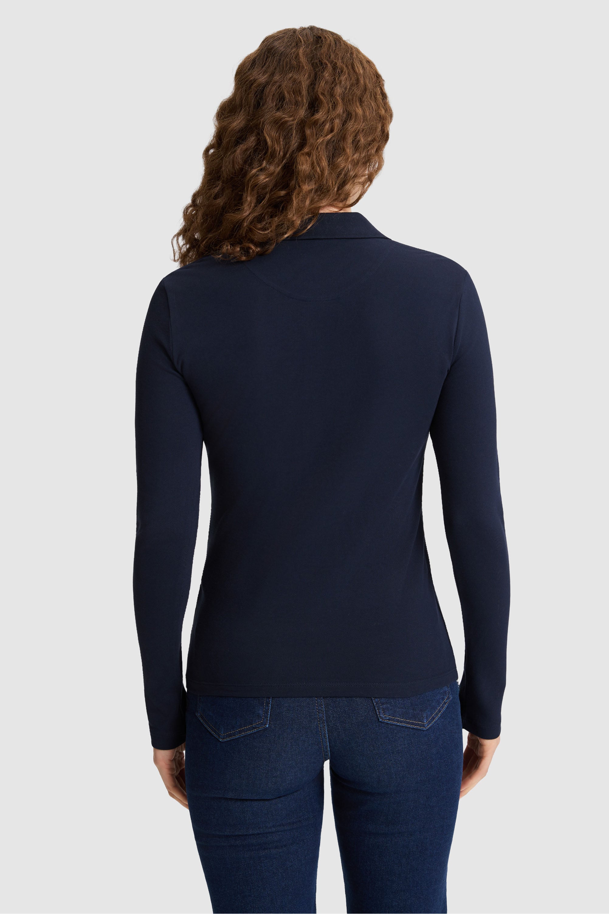Kadın Lacivert Polo Yaka Basic Sweatshirt - Image 5