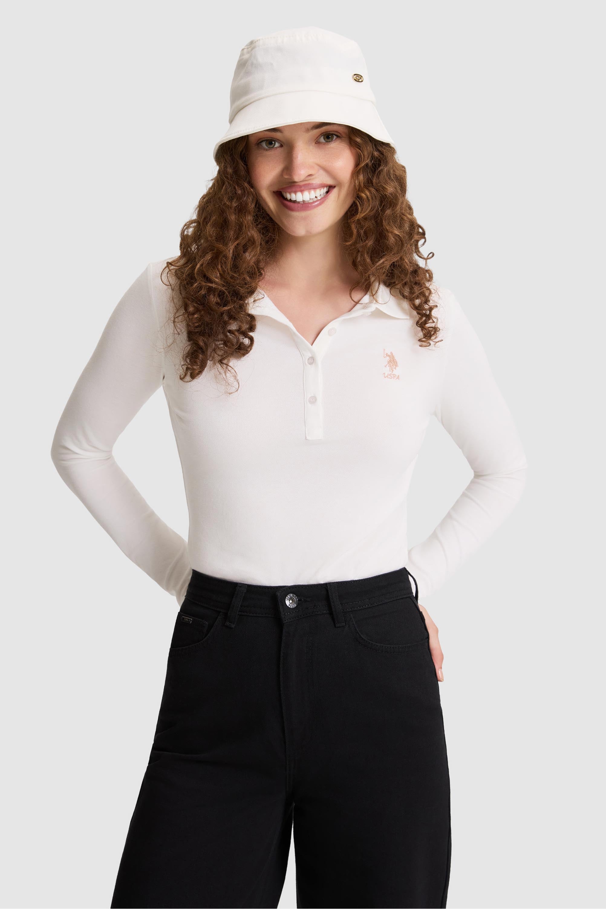 Kadın Fildişi Polo Yaka Basic Sweatshirt - Image 1