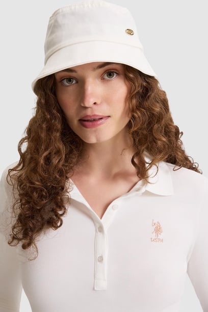Kadın Fildişi Polo Yaka Basic Sweatshirt