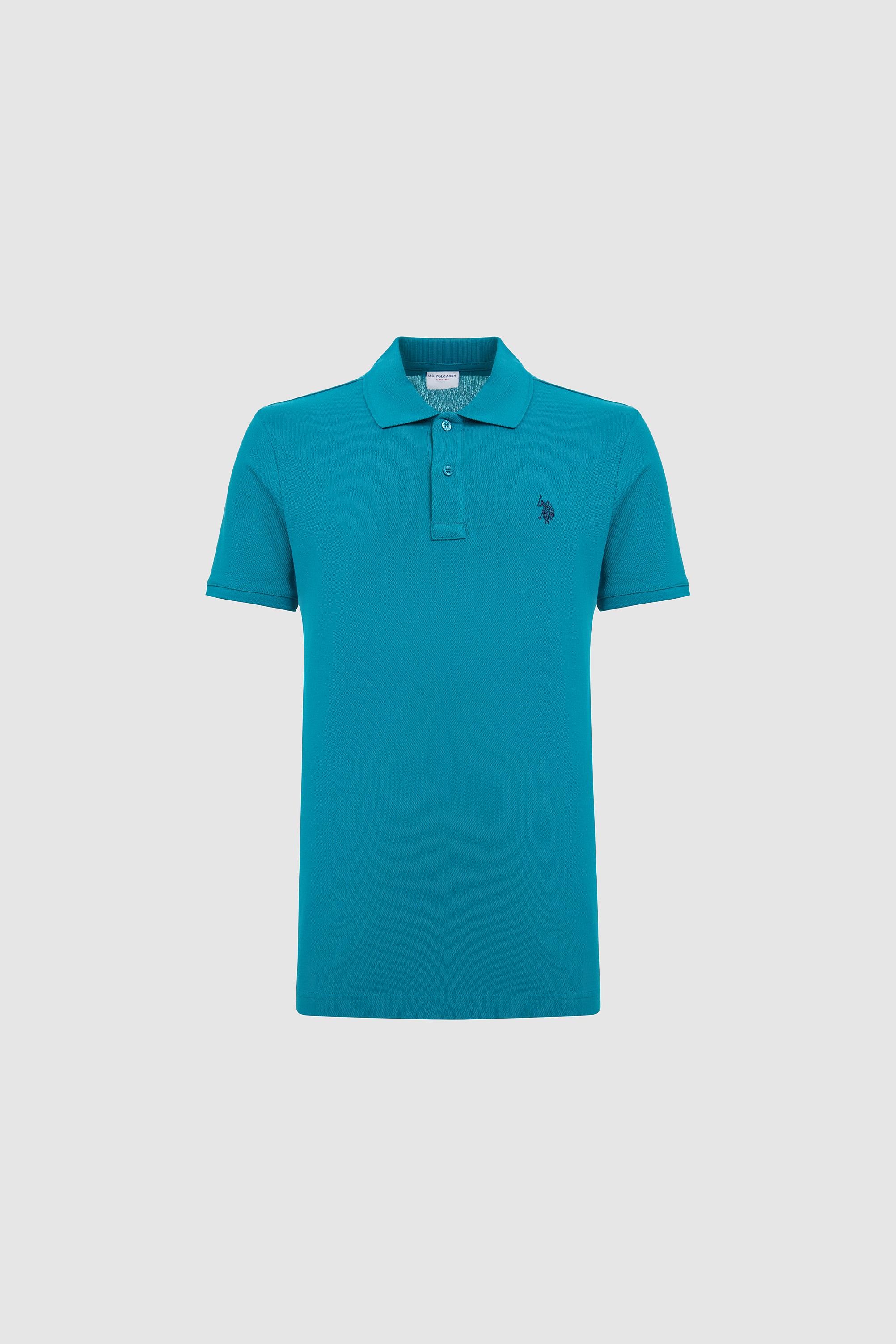 Erkek Petrol Slim Fit Polo Yaka Basic Tişört - 50322347197