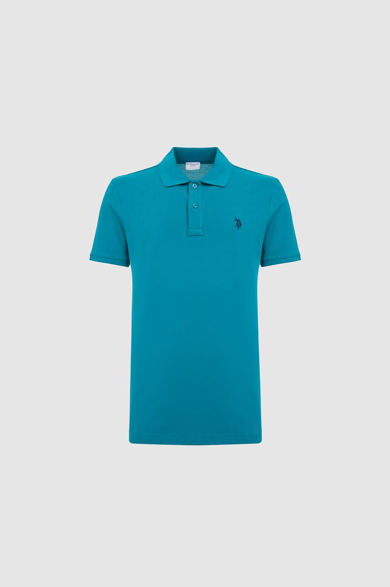 Erkek Petrol Slim Fit Polo Yaka Basic Tişört