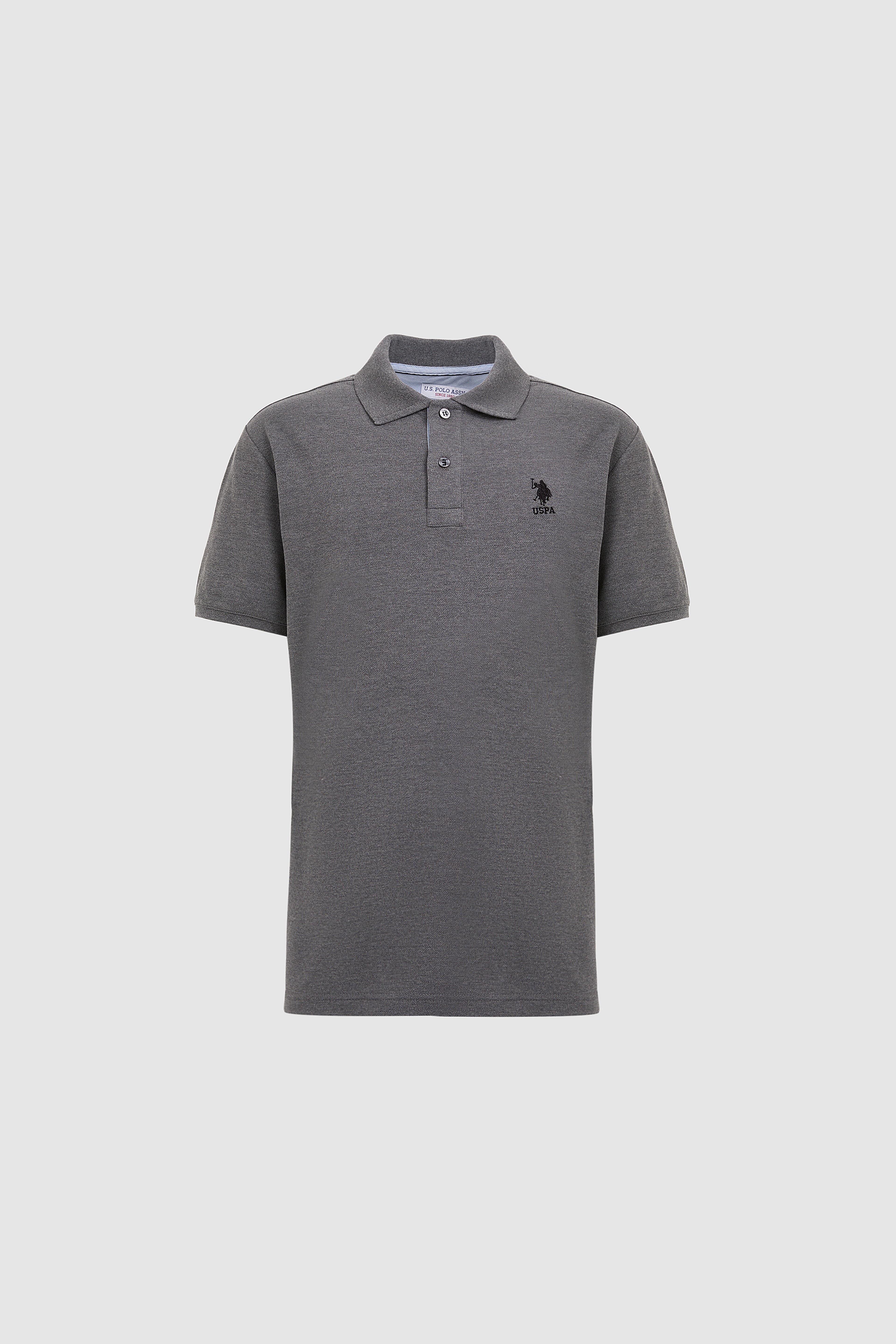 Erkek Antrasit Melanj Regular Fit Polo Yaka Basic Tişört