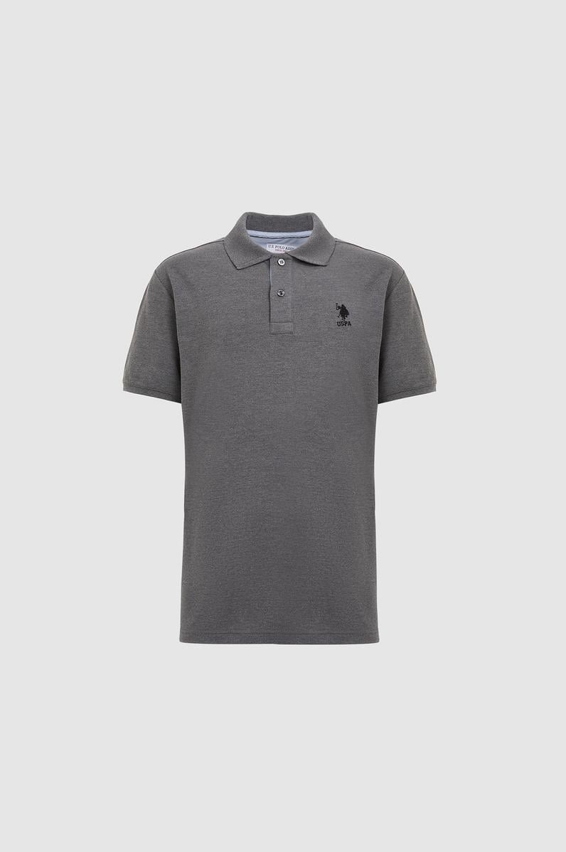 Erkek Antrasit Melanj Regular Fit Polo Yaka Basic Tişört