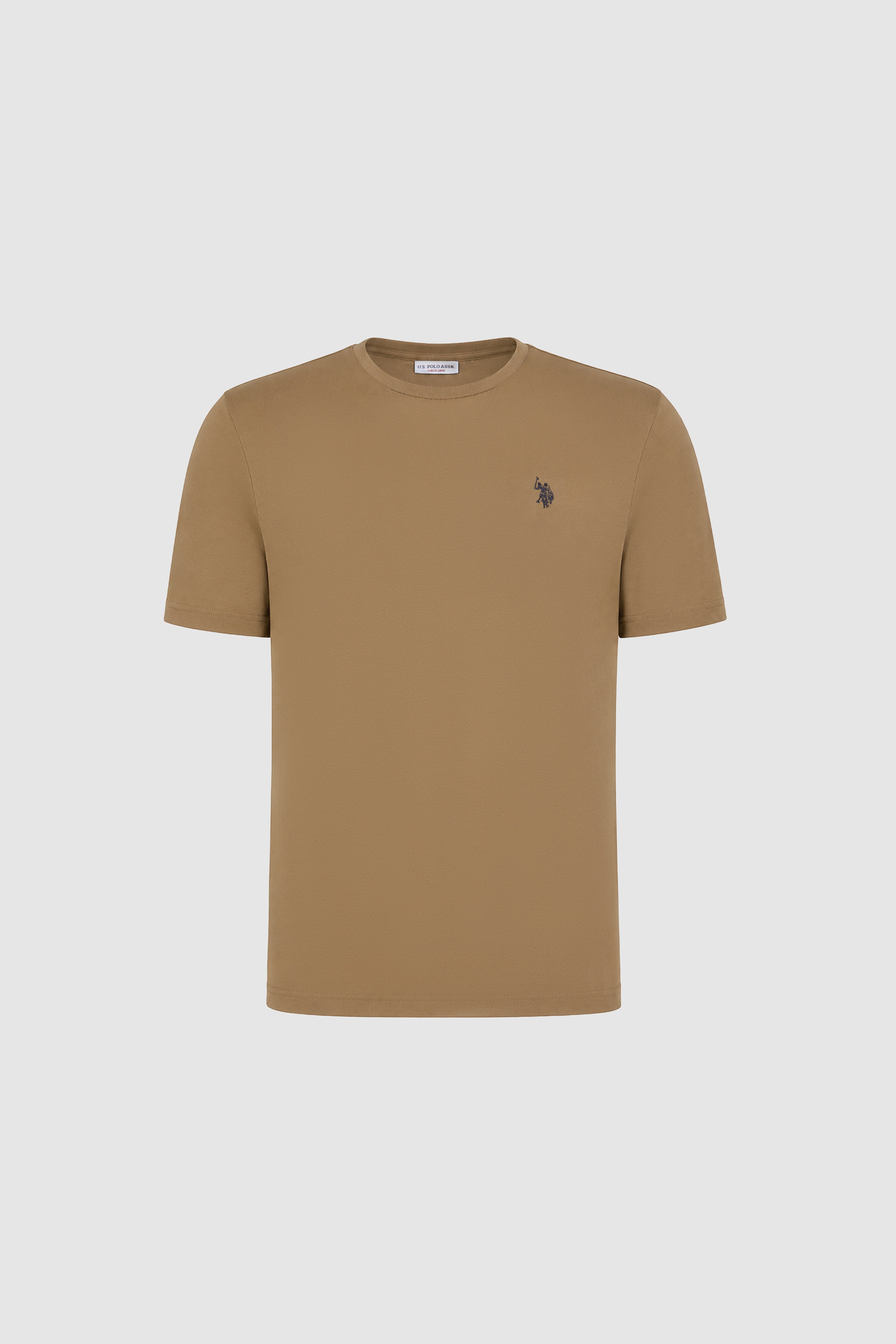 Erkek Haki Regular Fit Bisiklet Yaka Basic Tişört
