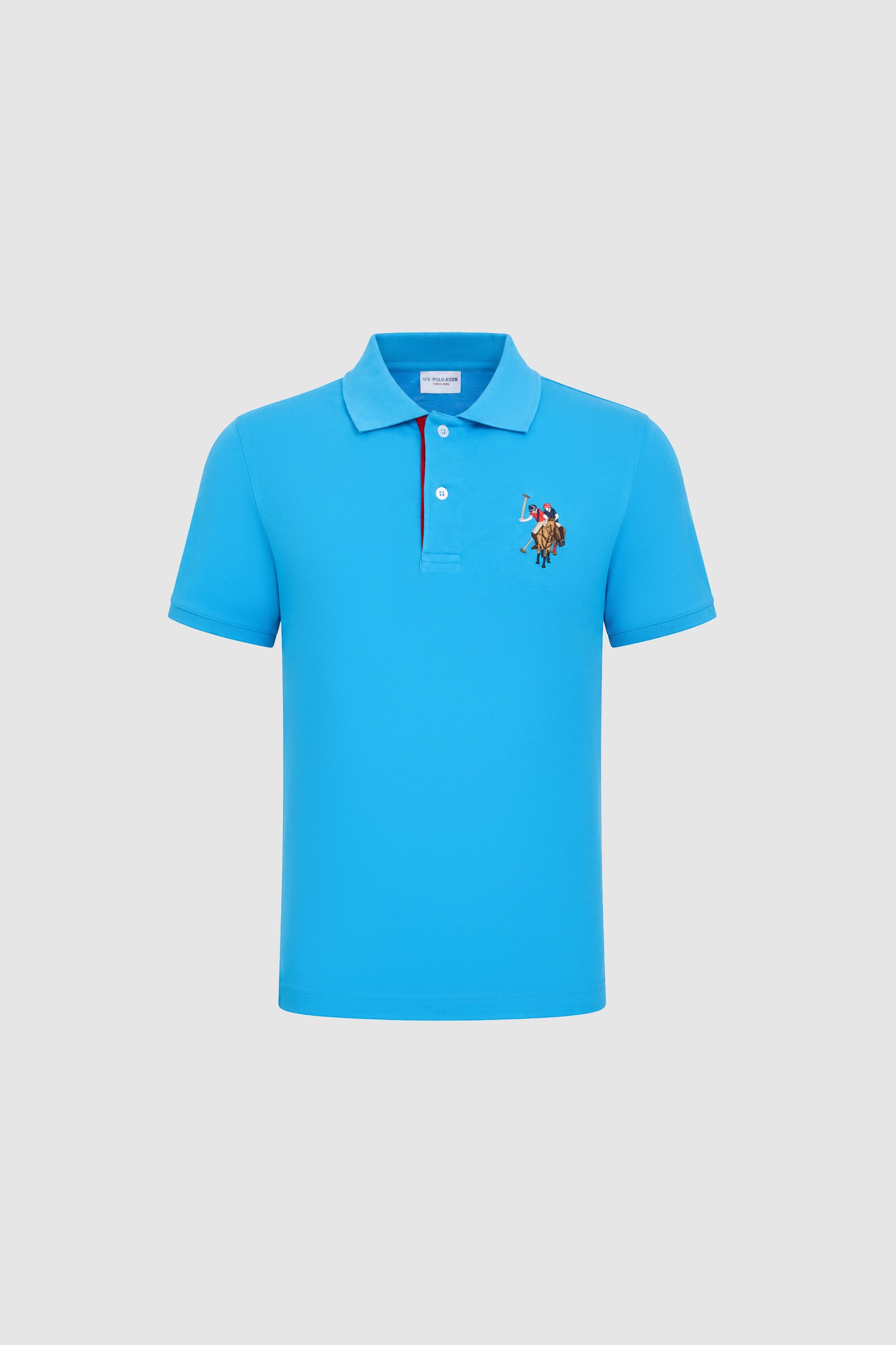 Erkek Slim Fit Polo Yaka Kobalt Basic Tişört - 50333927021