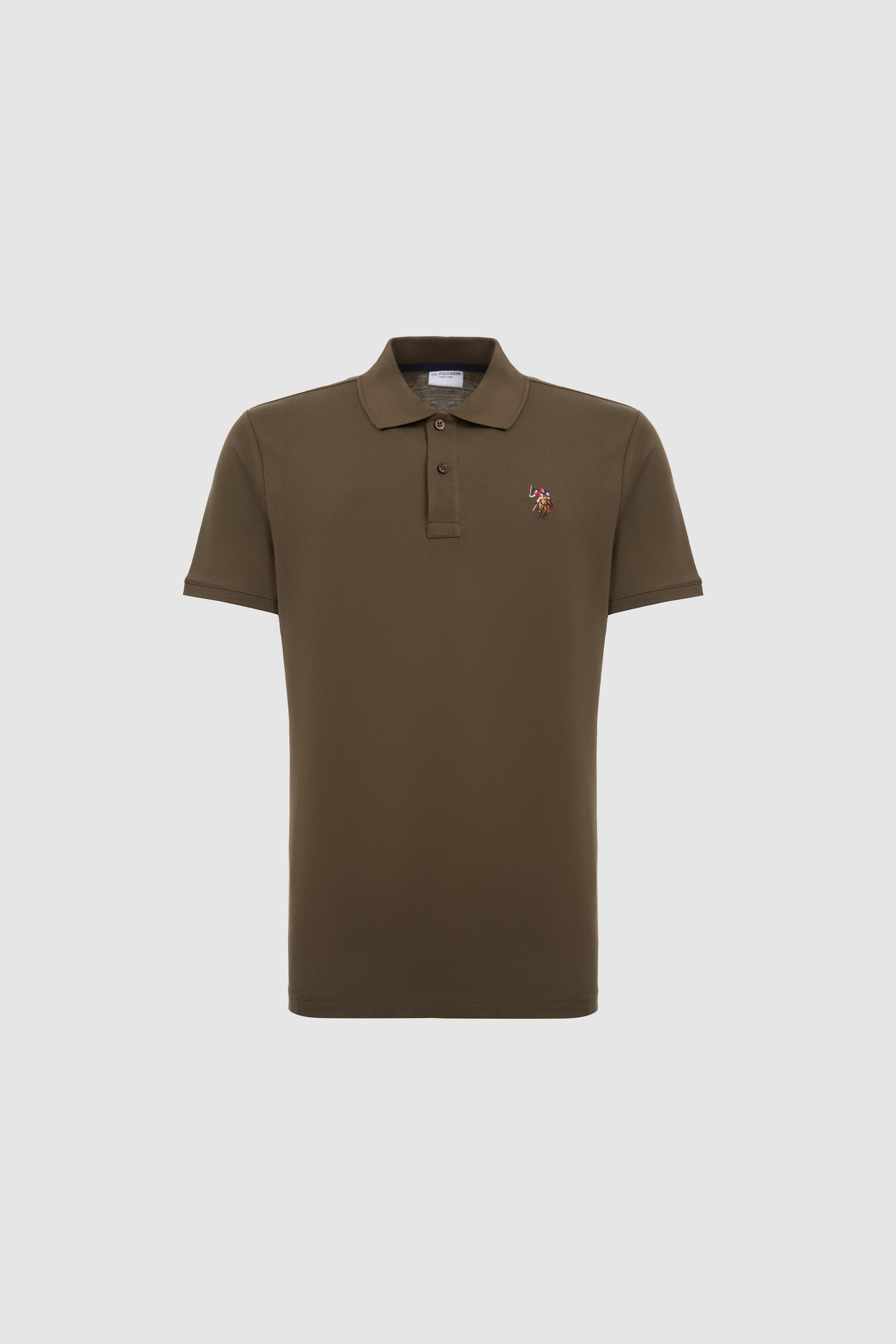 Erkek Koyu Haki Regular Fit Polo Yaka Basic Tişört - 50326972078