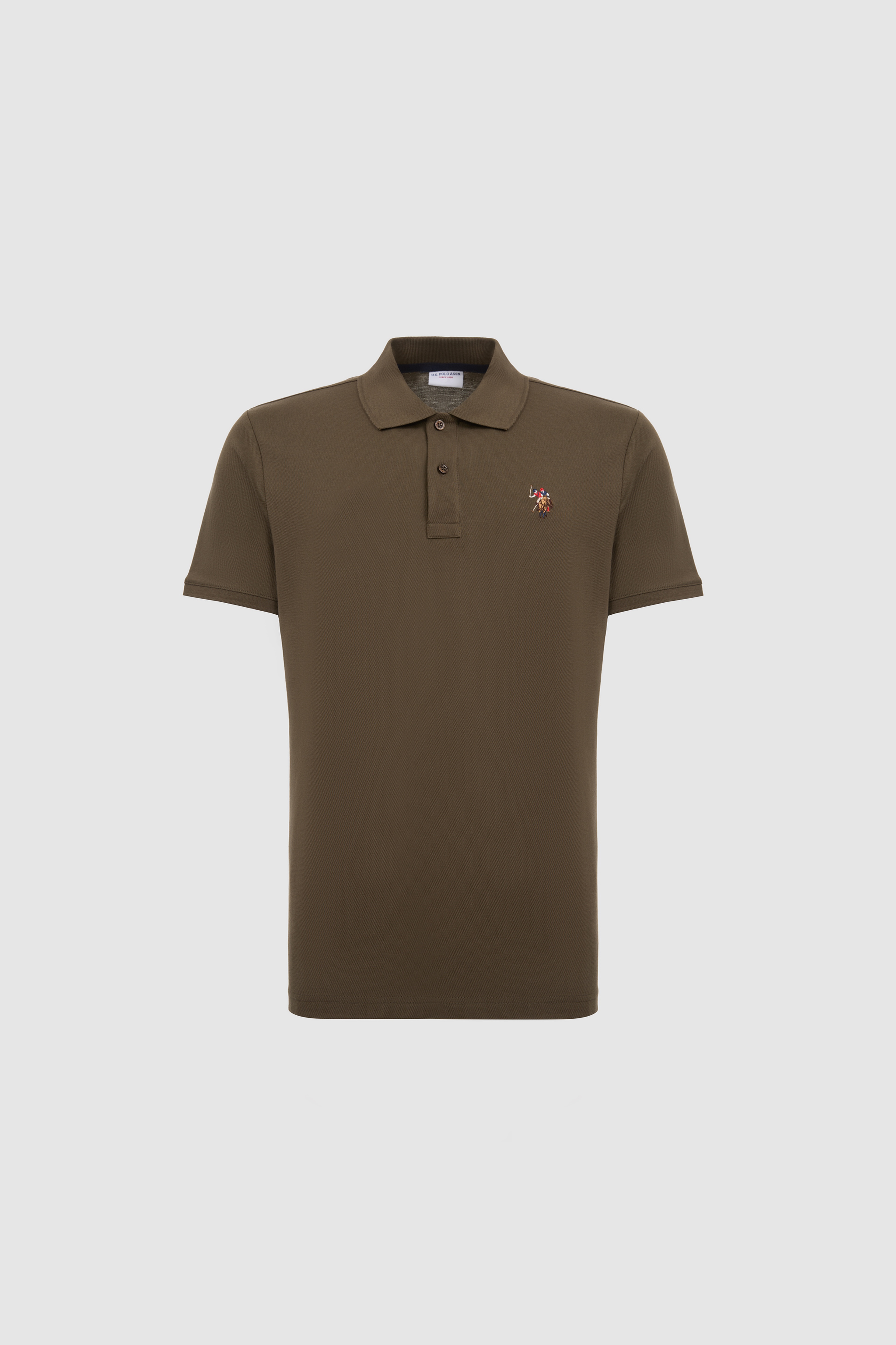 Erkek Koyu Haki Regular Fit Polo Yaka Basic Tişört