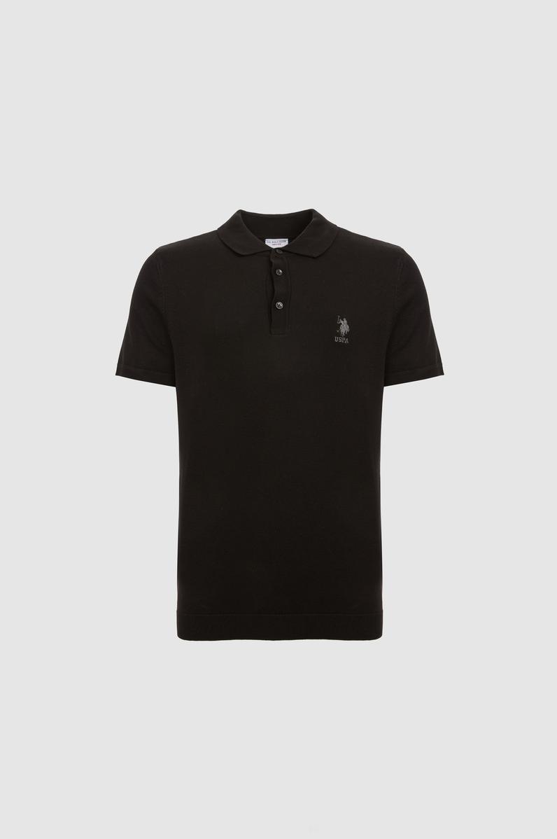 Erkek Regular Fit Siyah Polo Yaka Triko Tişört