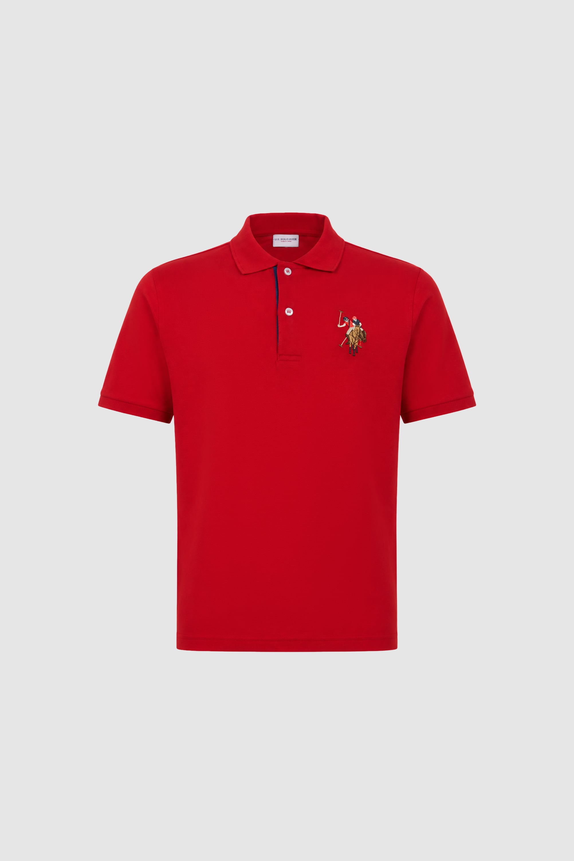 Erkek Slim Fit Polo Yaka Kırmızı Basic Tişört