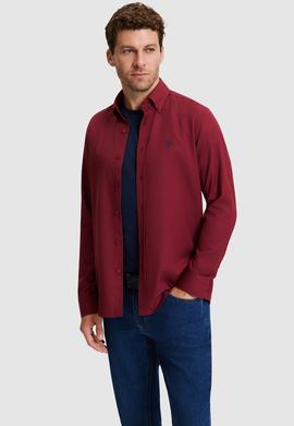 Erkek Bordo Uzun Kollu Basic Gömlek - 50324708200
