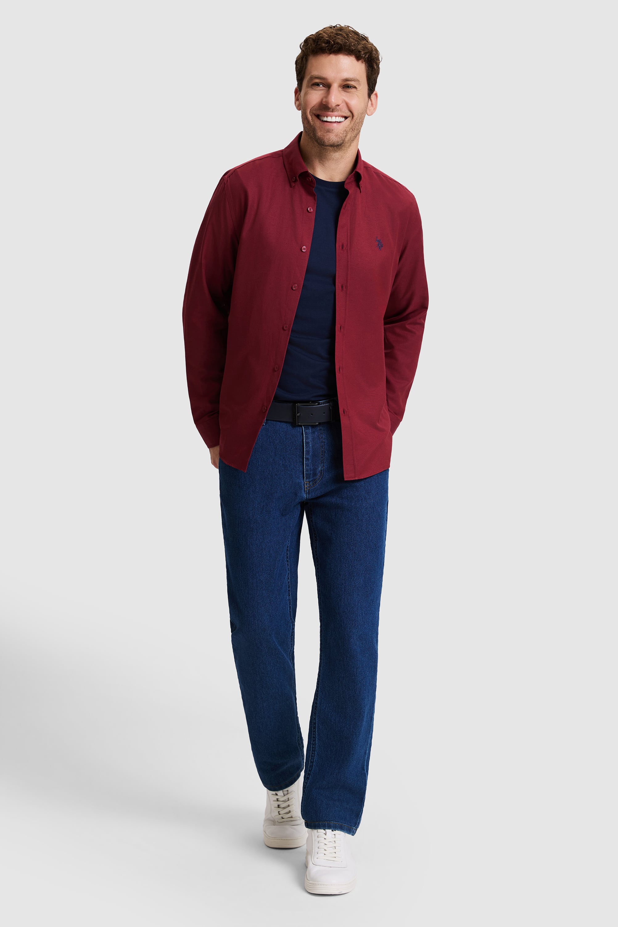 Erkek Bordo Uzun Kollu Basic Gömlek - Image 4