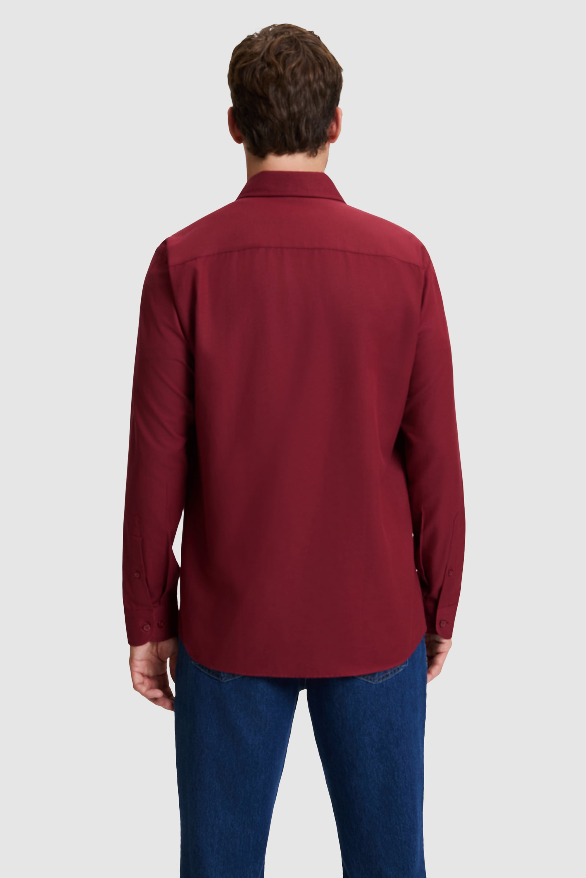 Erkek Bordo Uzun Kollu Basic Gömlek - 50324708200
