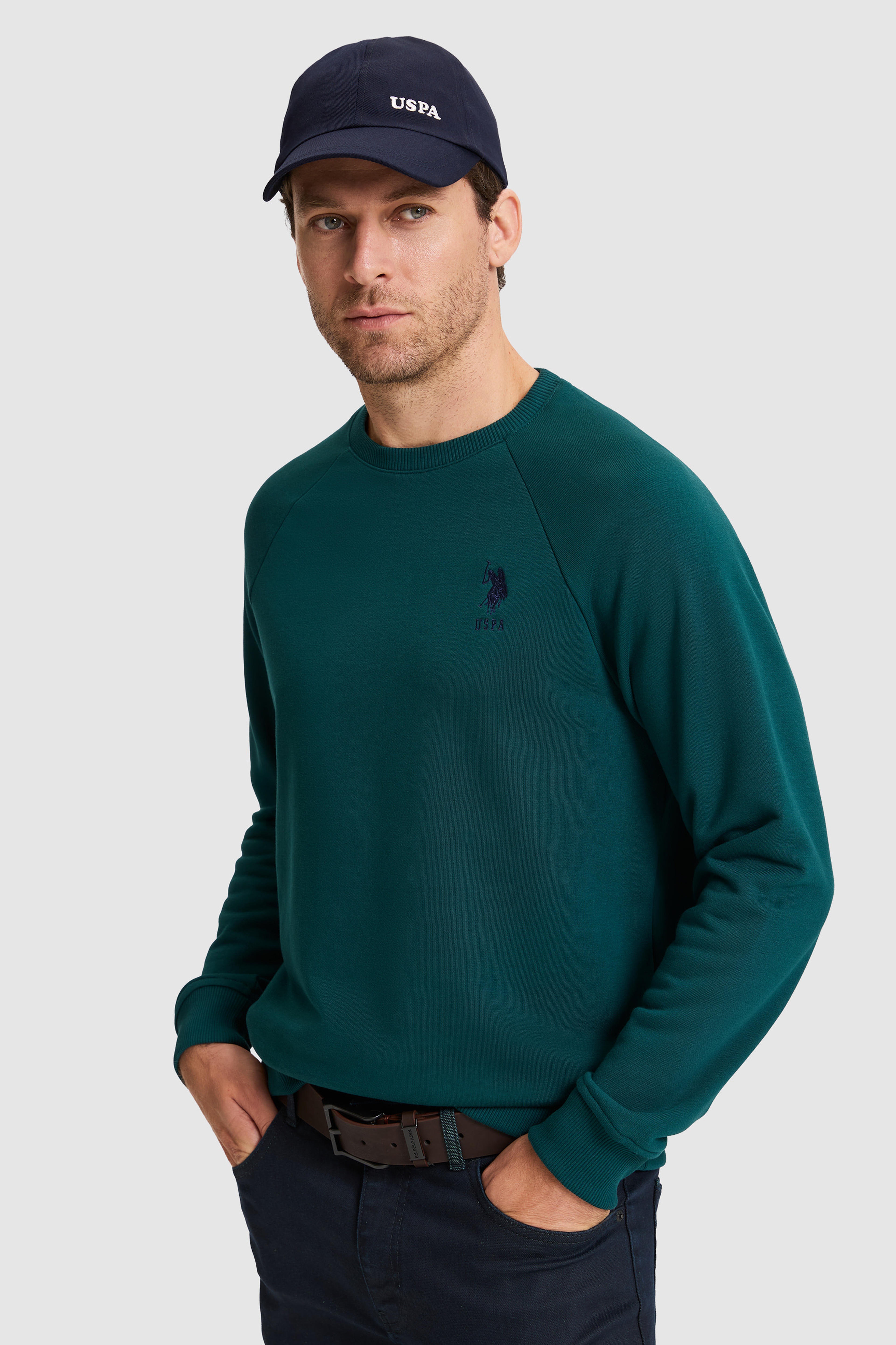 Erkek Yeşil Basic Sweatshirt - Image 3
