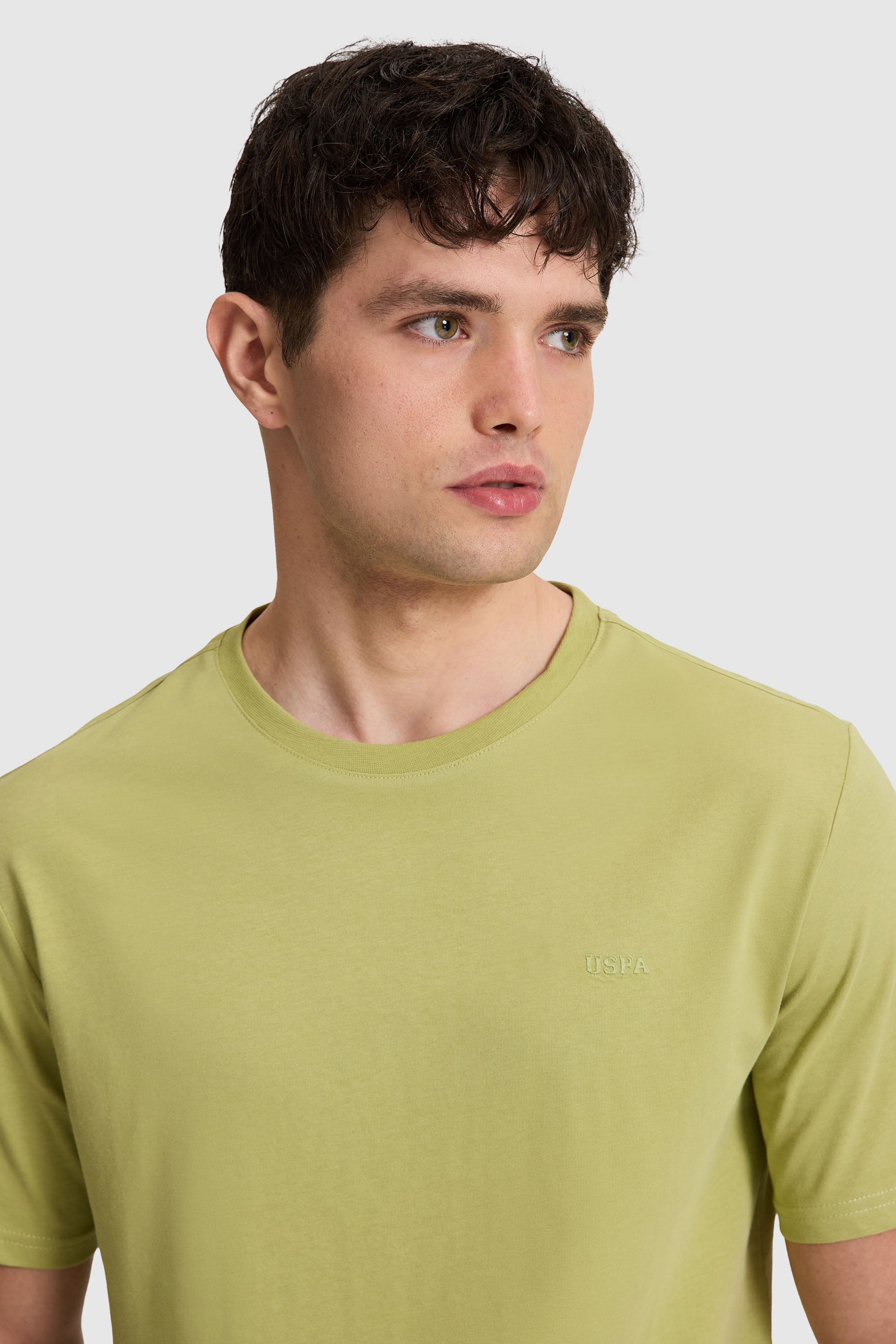 Erkek Yeşil Regular Fit Bisiklet Yaka Basic Tişört - Image 2