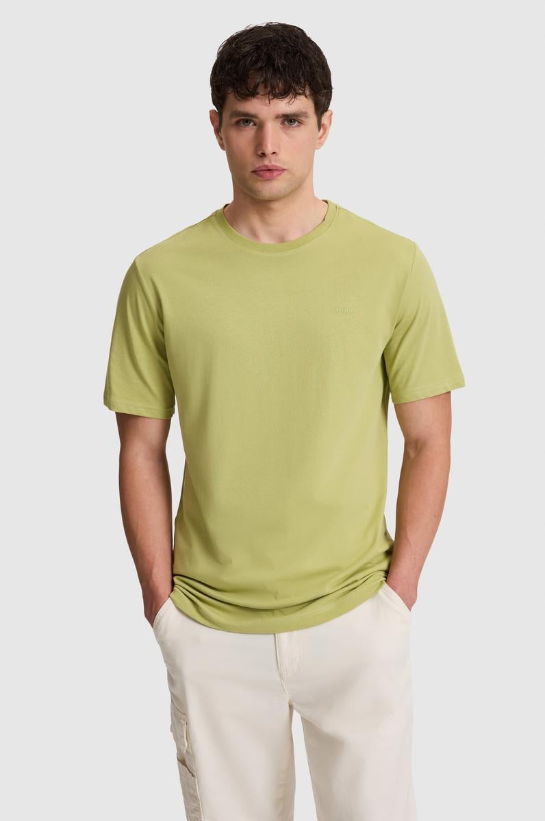 Erkek Yeşil Regular Fit Bisiklet Yaka Basic Tişört