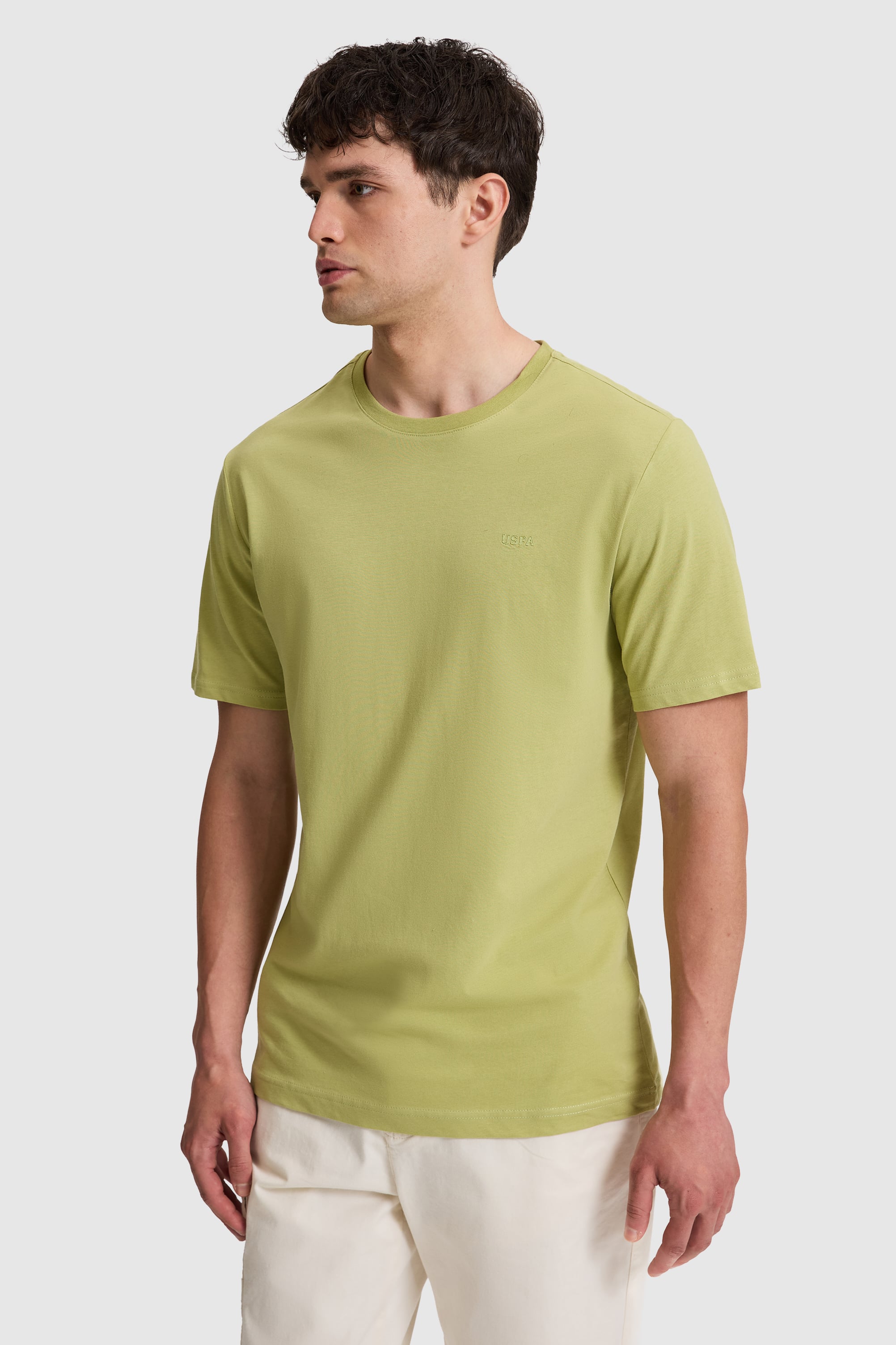 Erkek Yeşil Regular Fit Bisiklet Yaka Basic Tişört - 50327022040