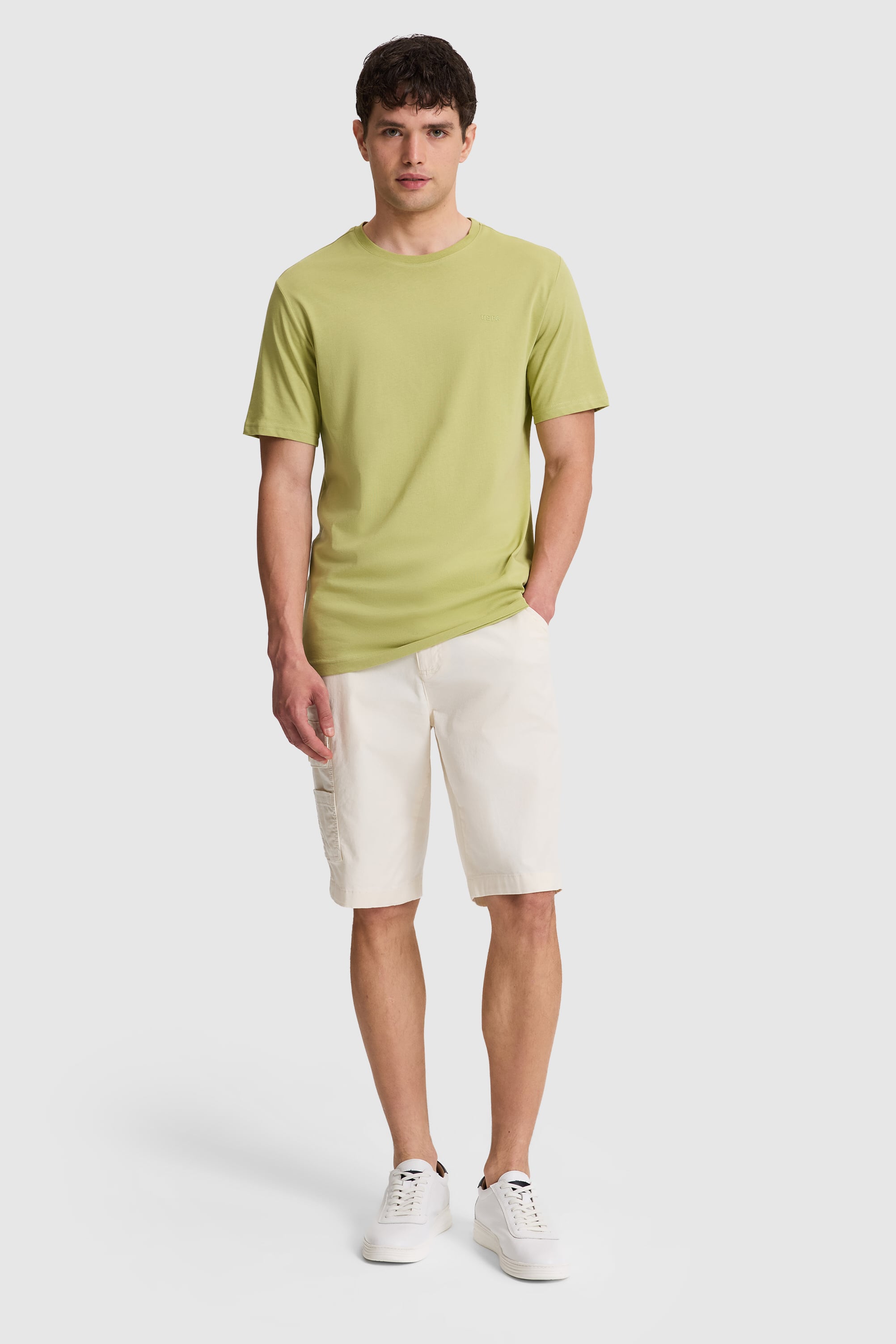 Erkek Yeşil Regular Fit Bisiklet Yaka Basic Tişört - 50327022040