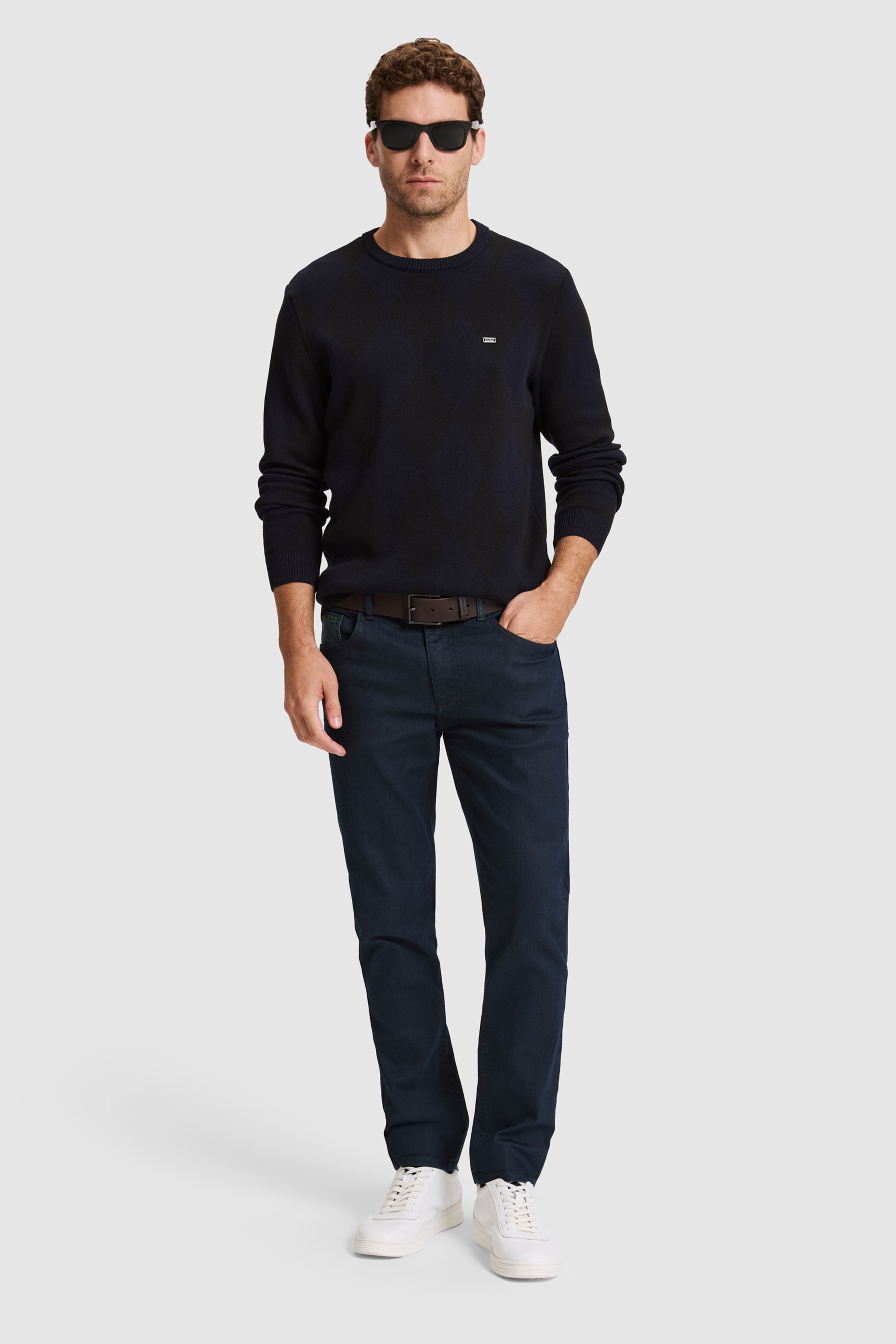 Erkek Lacivert Bisiklet Yaka Regular Fit Kazak - Image 5