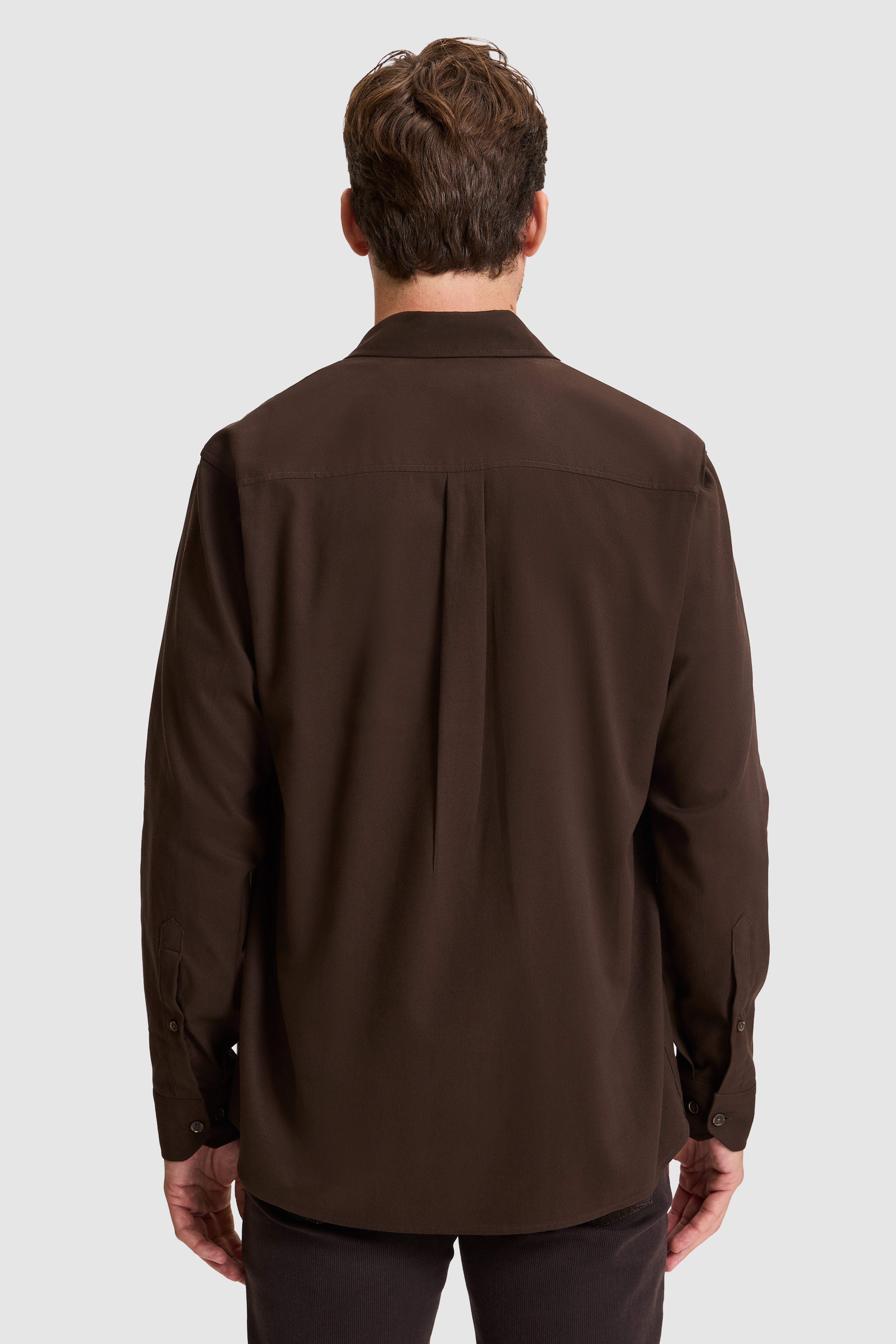 Erkek Koyu Kahverengi Regular Fit Uzun Kollu Gömlek - Image 5