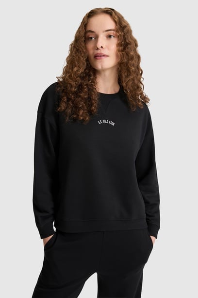 Kadın Siyah Bisiklet Yaka Sweatshirt