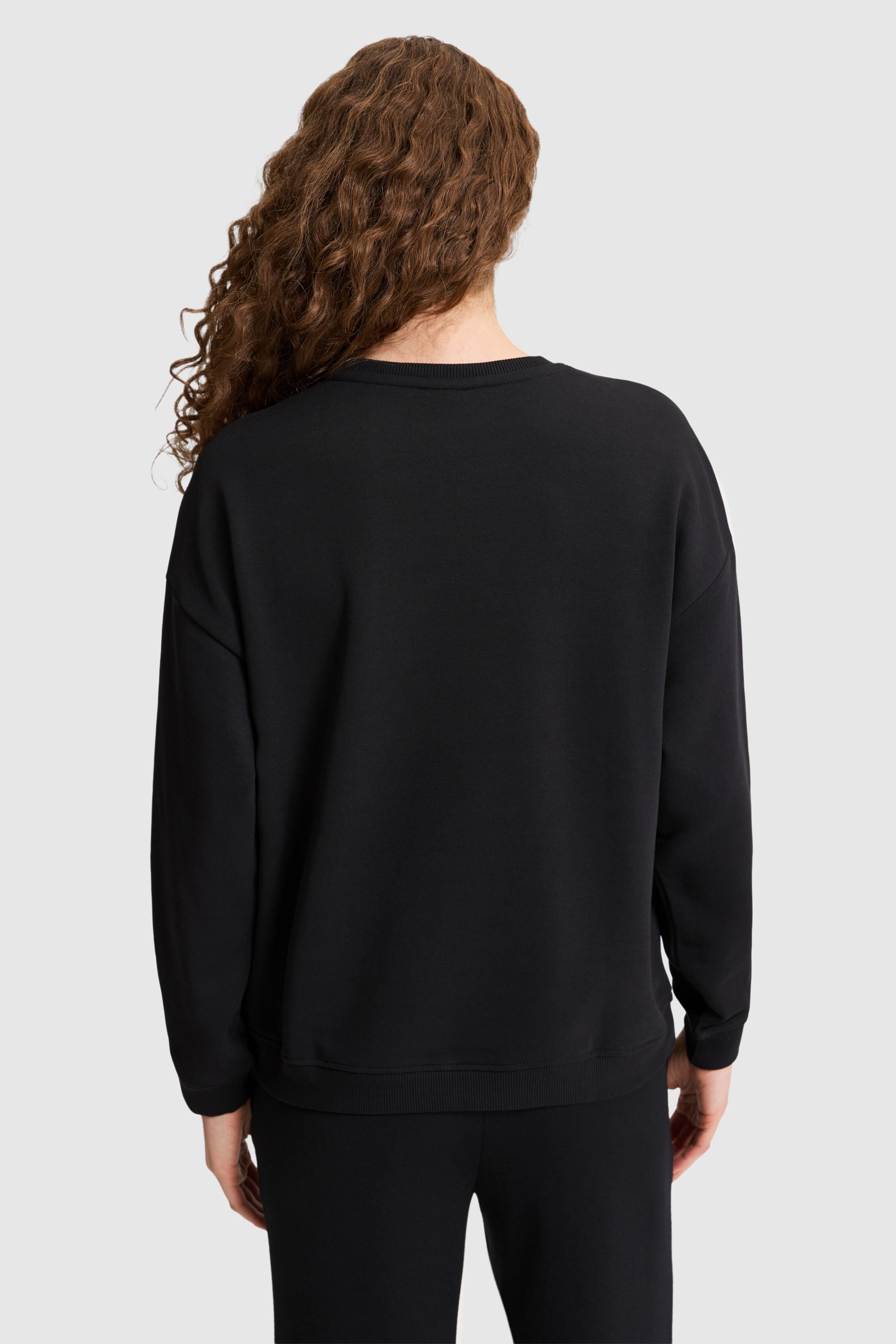 Kadın Siyah Bisiklet Yaka Sweatshirt