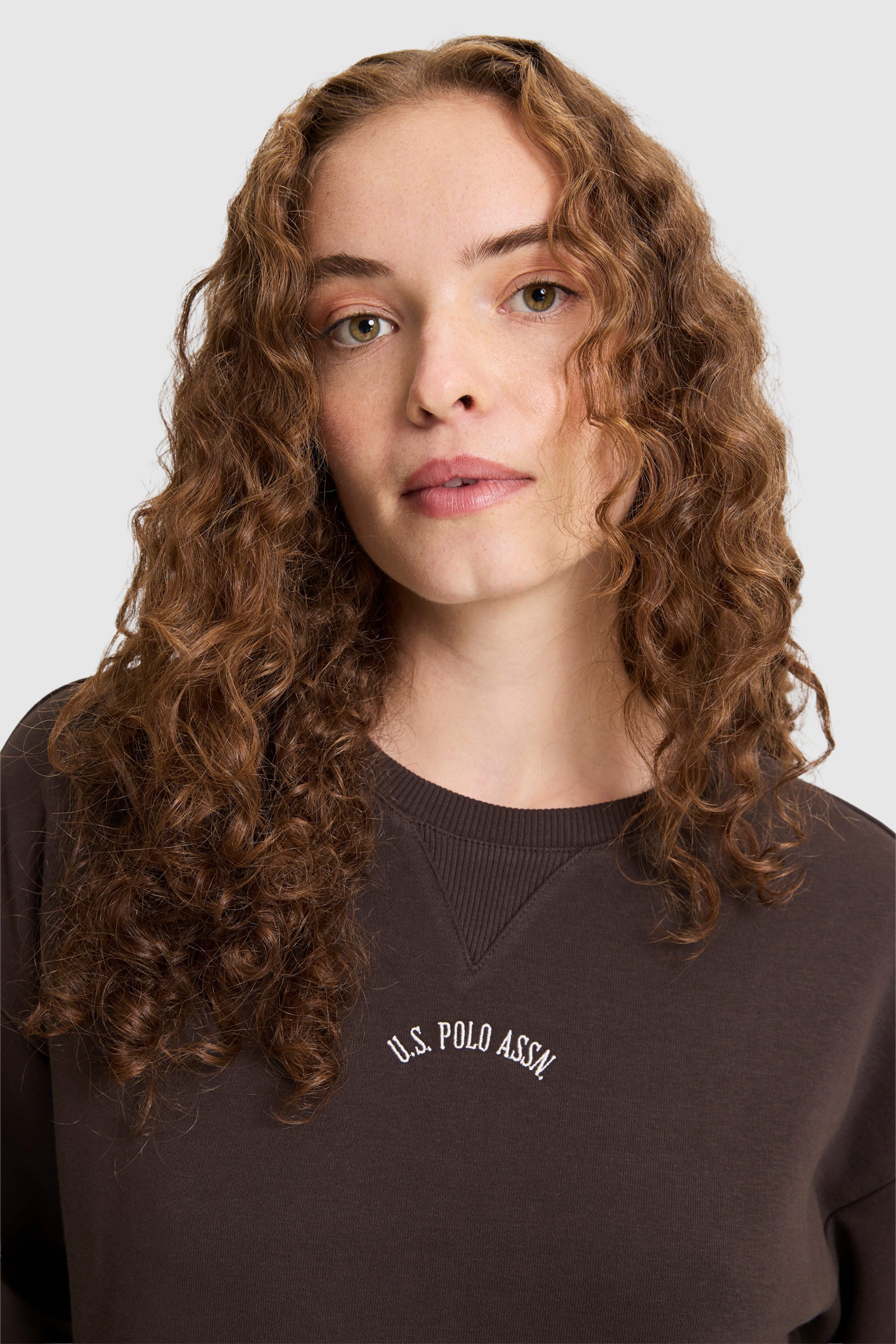 Kadın Koyu Kahverengi Bisiklet Yaka Sweatshirt - Image 2