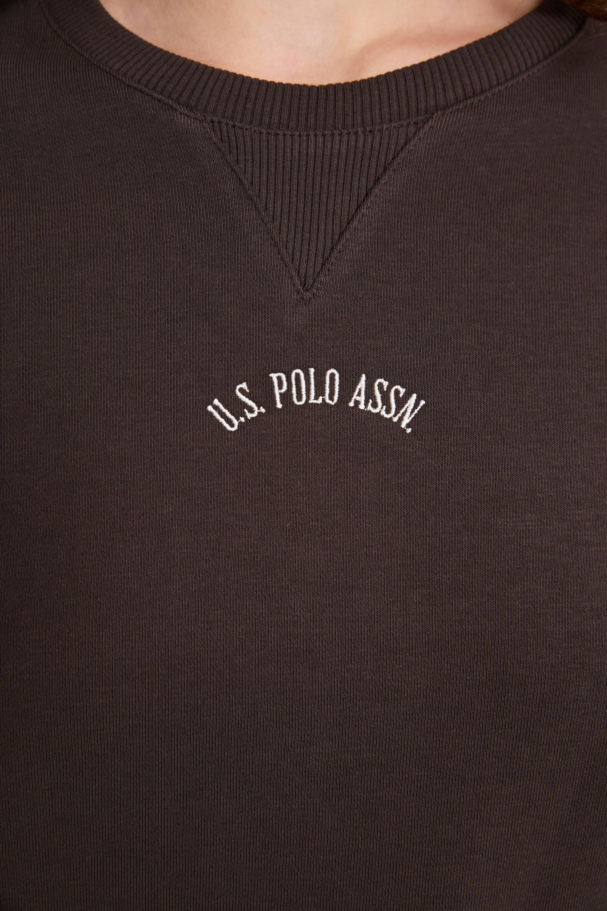Kadın Koyu Kahverengi Bisiklet Yaka Sweatshirt