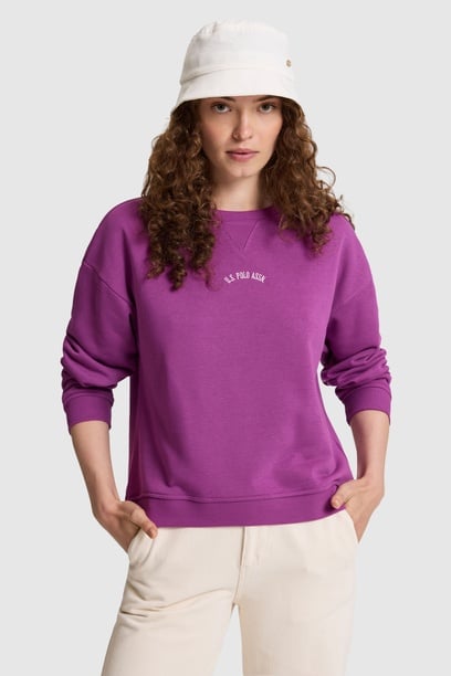 Kadın Menekşe Bisiklet Yaka Sweatshirt