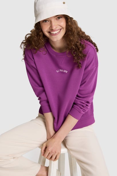 Kadın Menekşe Bisiklet Yaka Sweatshirt