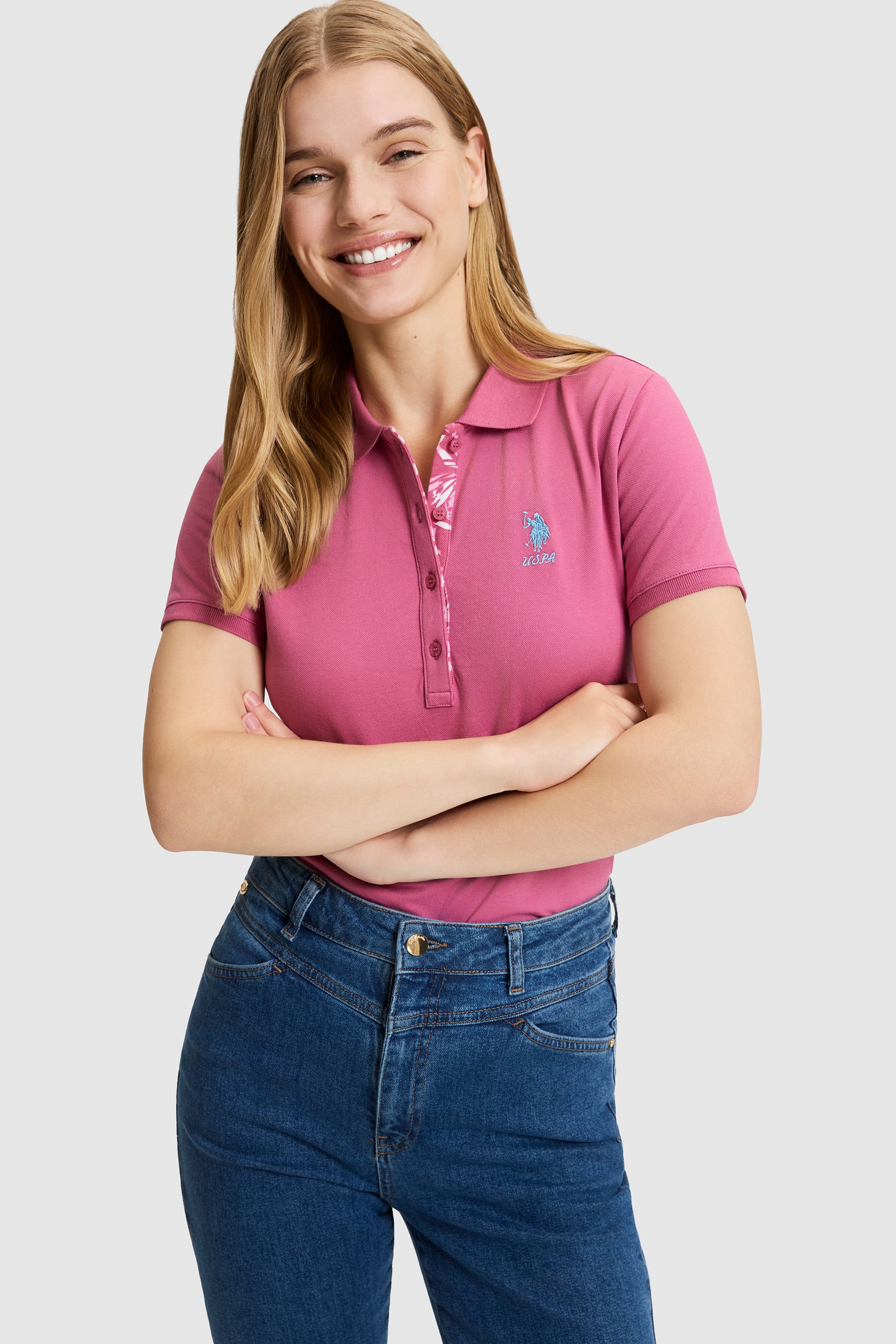 Kadın Vişne Polo Yaka Basic Tişört - Image 3